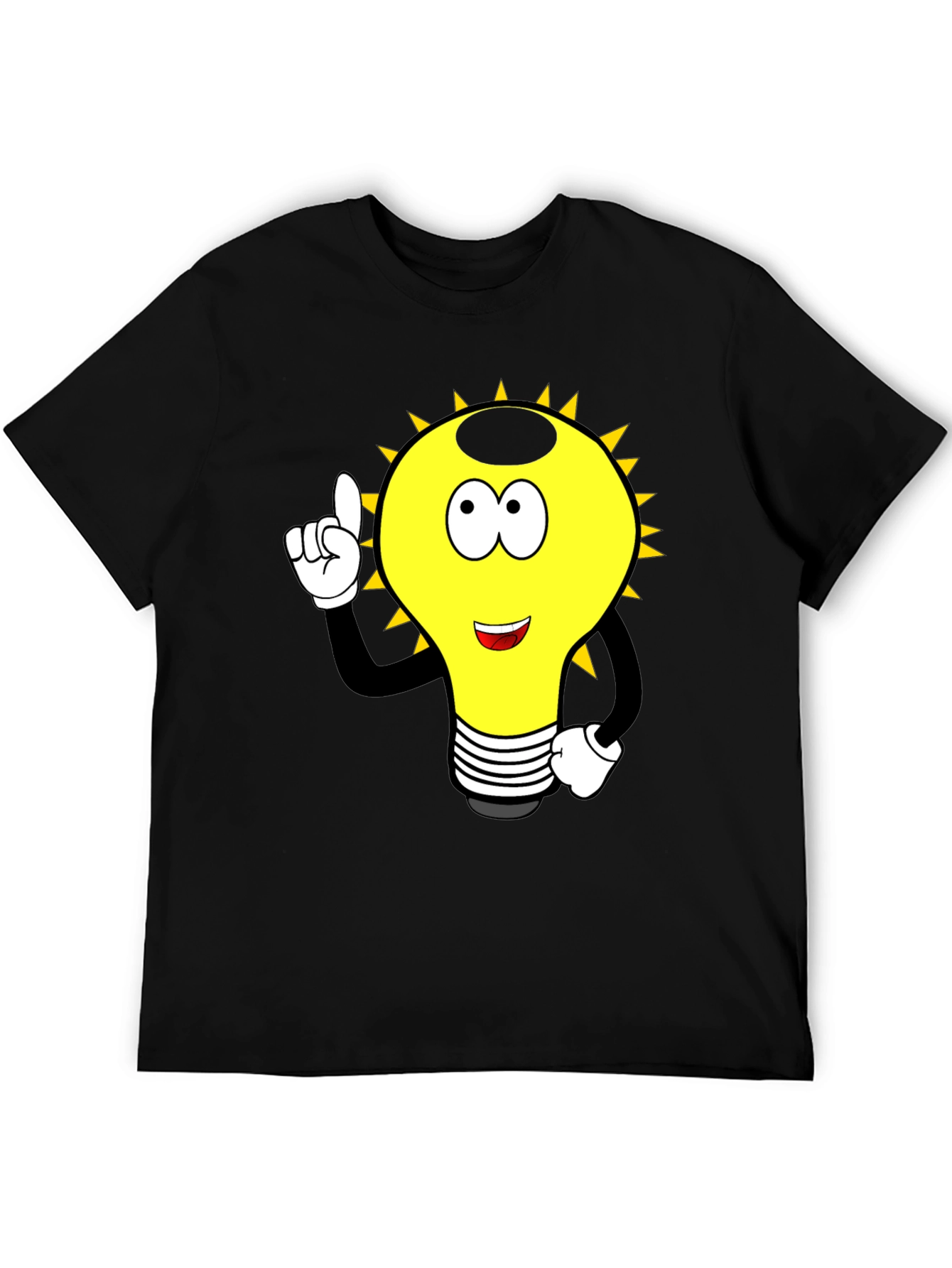Black Cartoon Light Bulb Graphic Tee - Black view 5