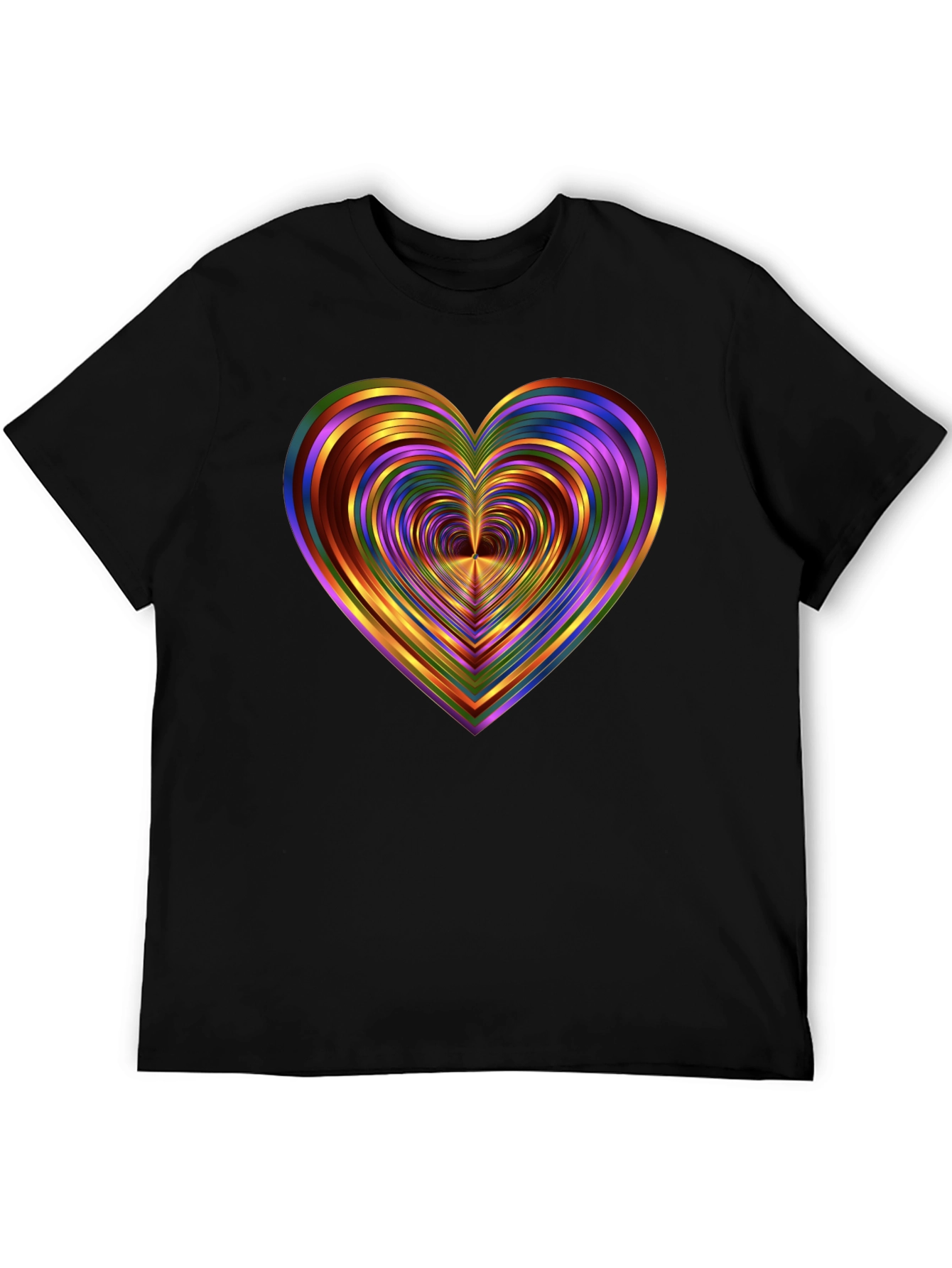 Black Rainbow Heart Graphic Tee - Unique Design view 5