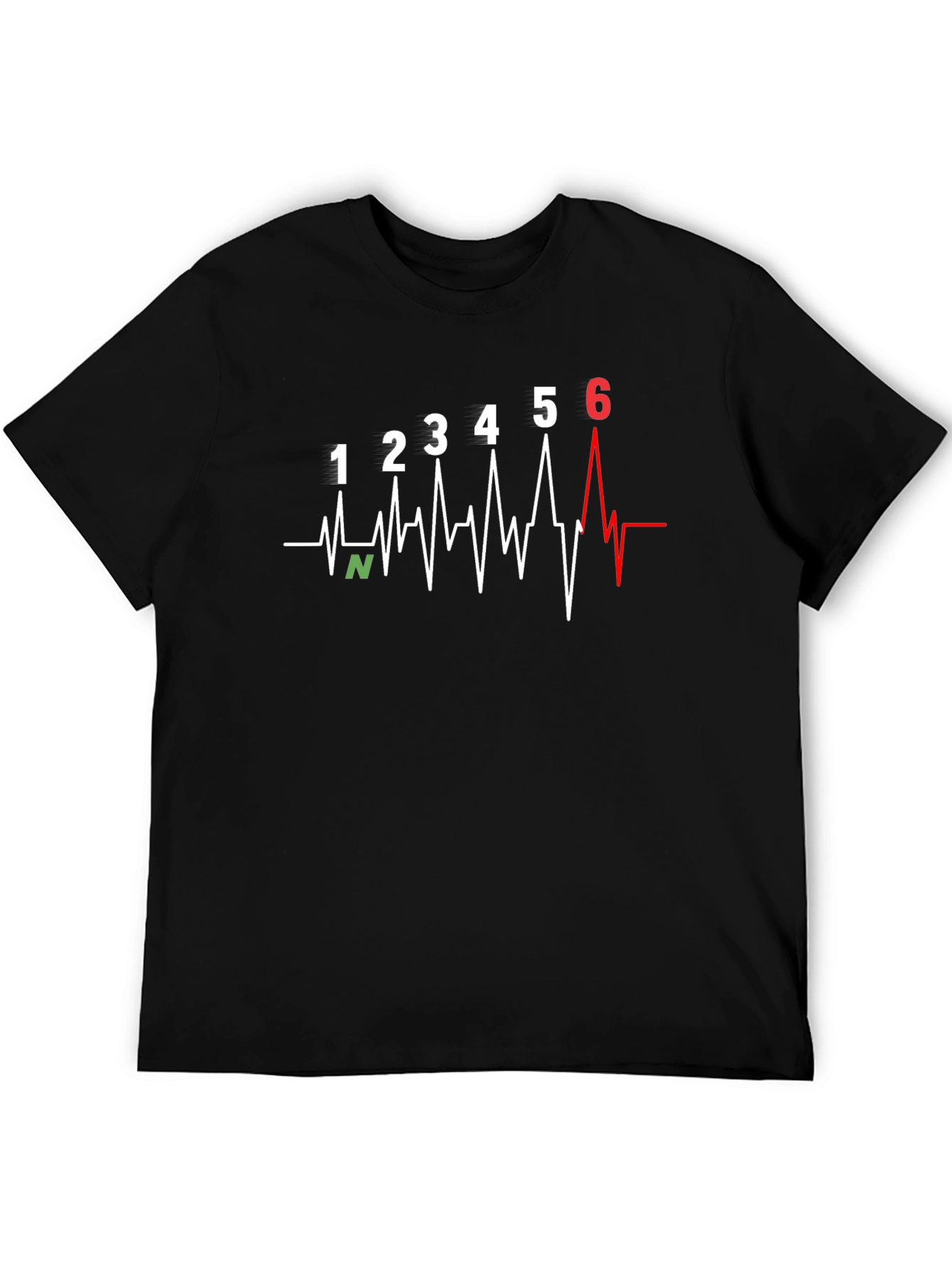 Black Motorcycle Gear Shift Heartbeat T-Shirt view 5
