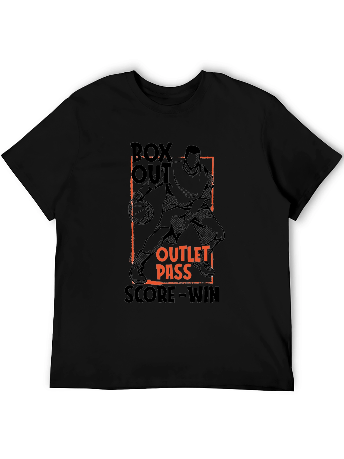 Black Basketball Graphic T-Shirt: Box Out, Pass, Score view 5