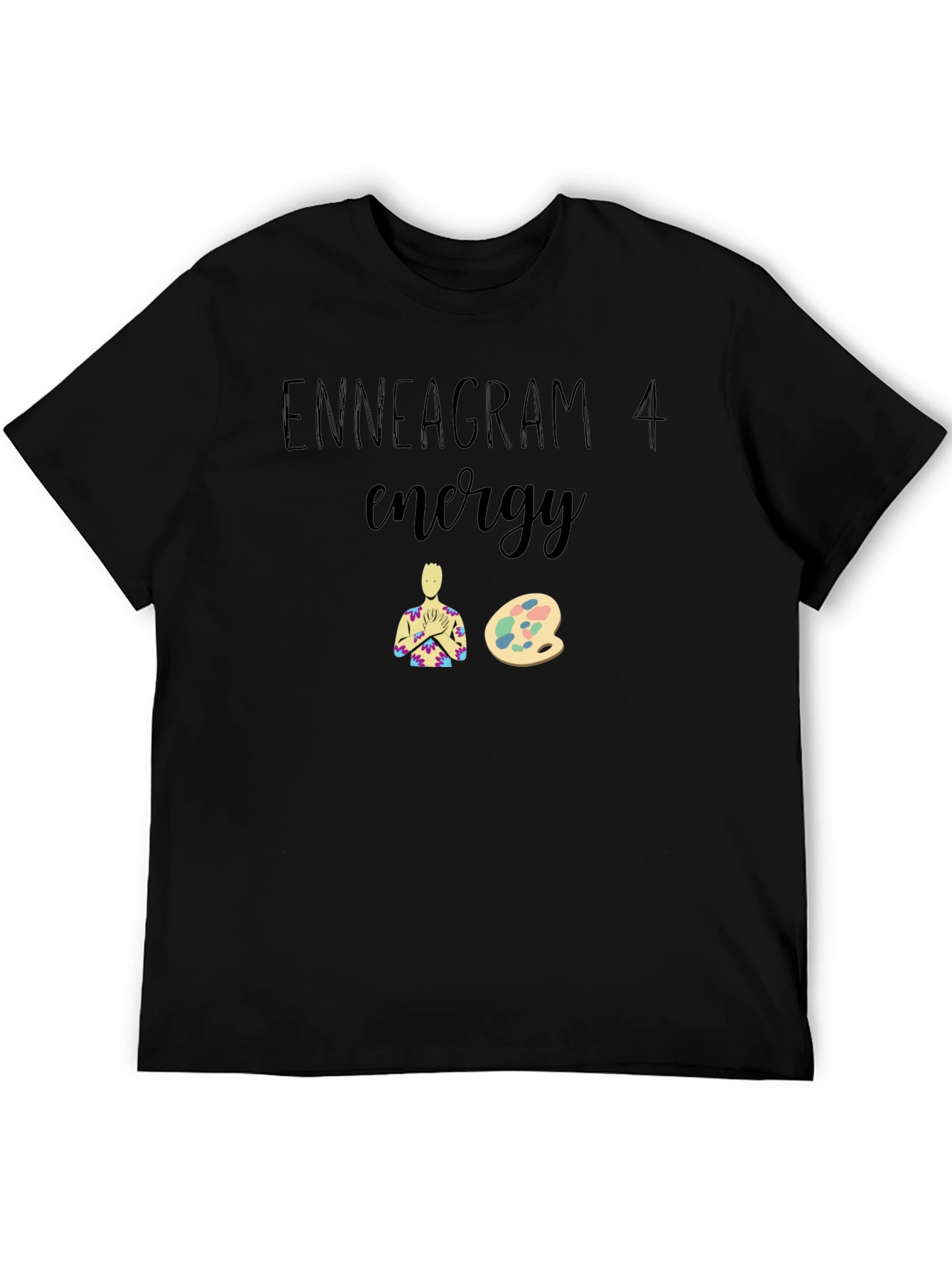 Black Enneagram 4 Energy Graphic Tee - Black Cotton Blend view 5