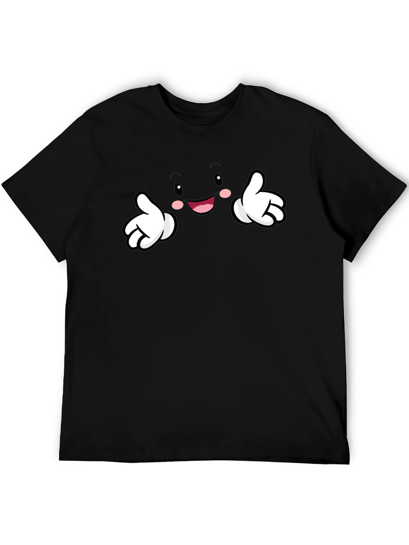 Black Funny Cartoon Face Black T-Shirt view 5