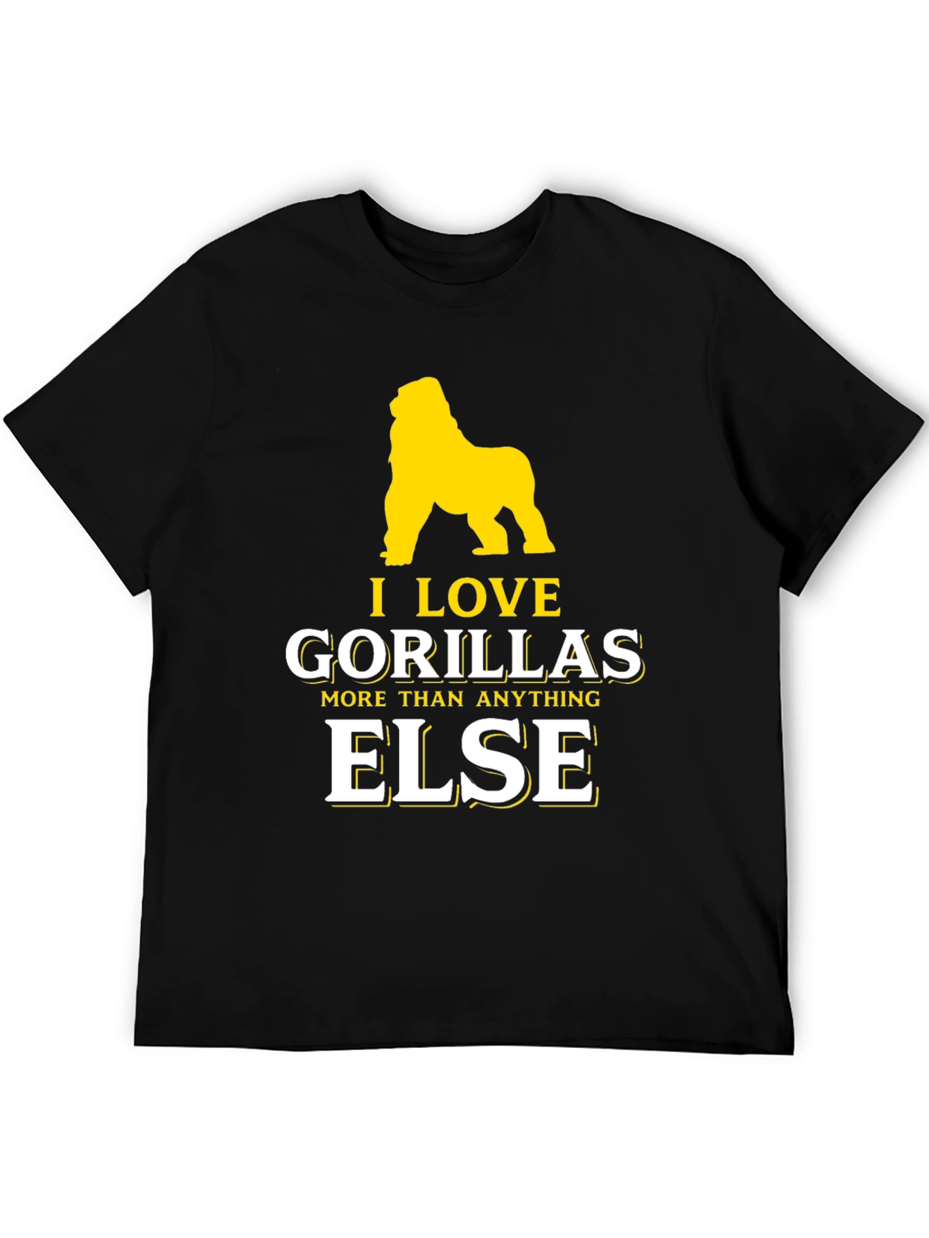Black I Love Gorillas Graphic T-Shirt - Unique Design view 5