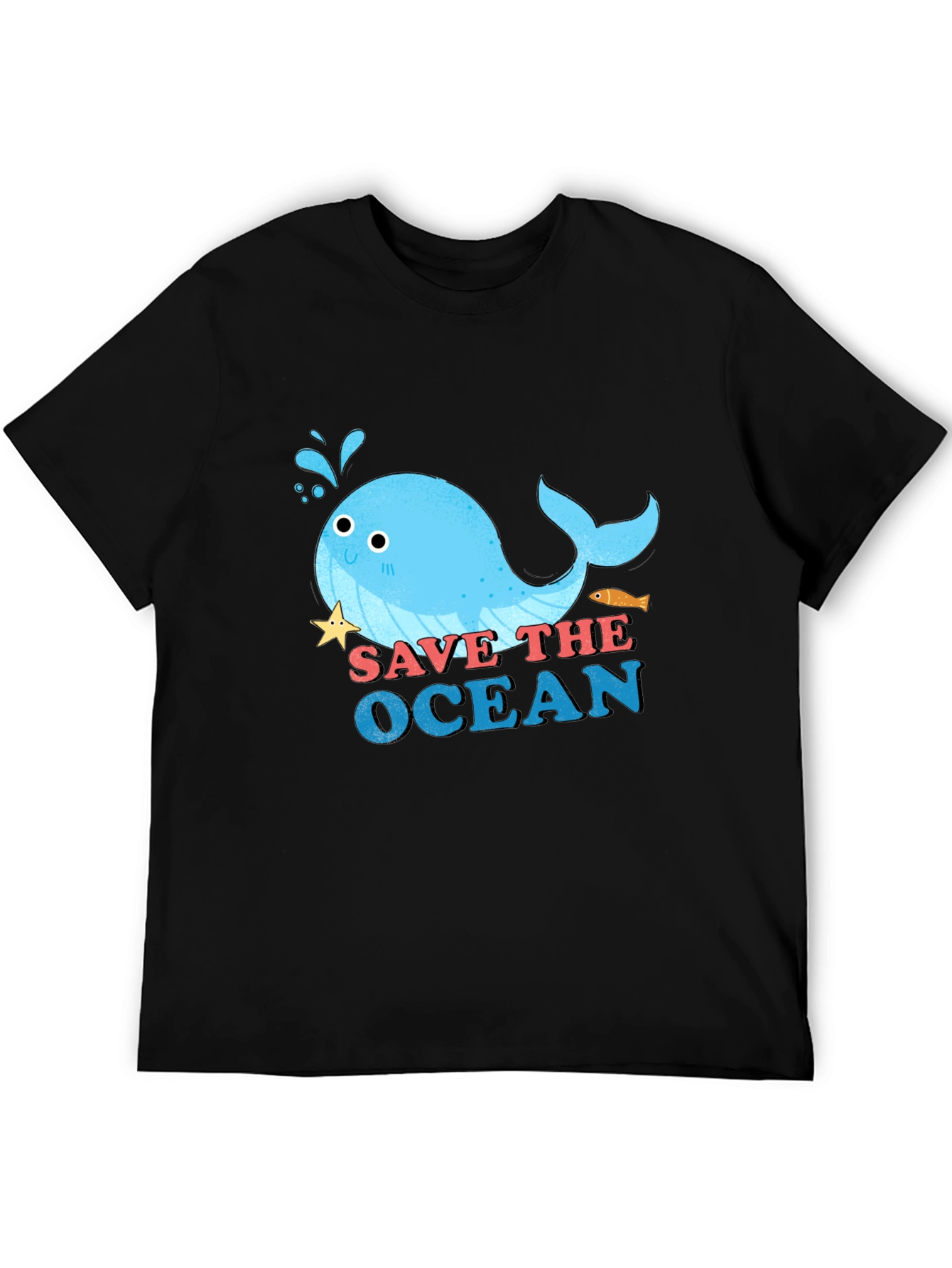 Black Save the Ocean Graphic Tee - Cute Whale Design view 5