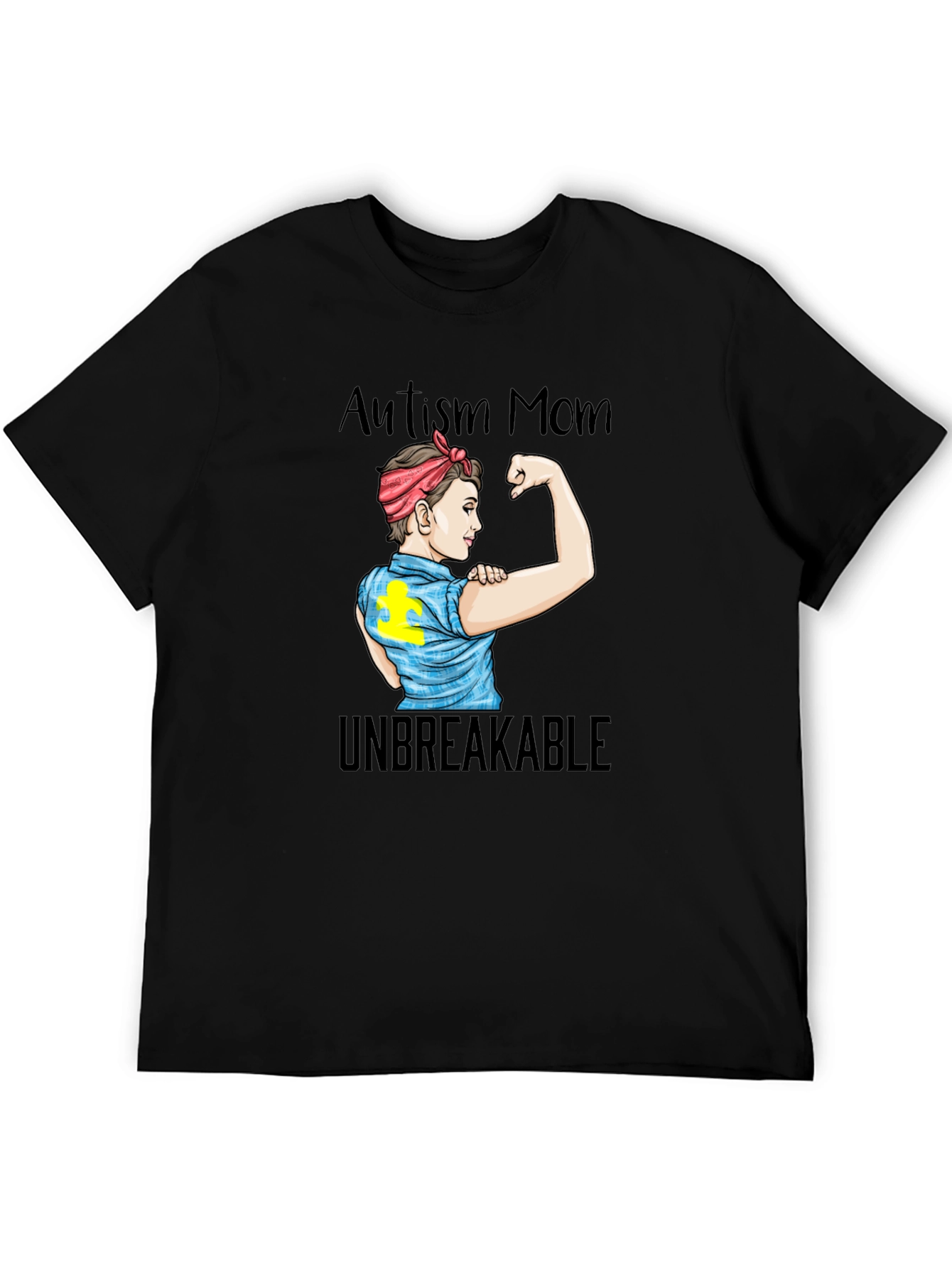 Black Autism Mom Unbreakable Graphic T-Shirt view 5