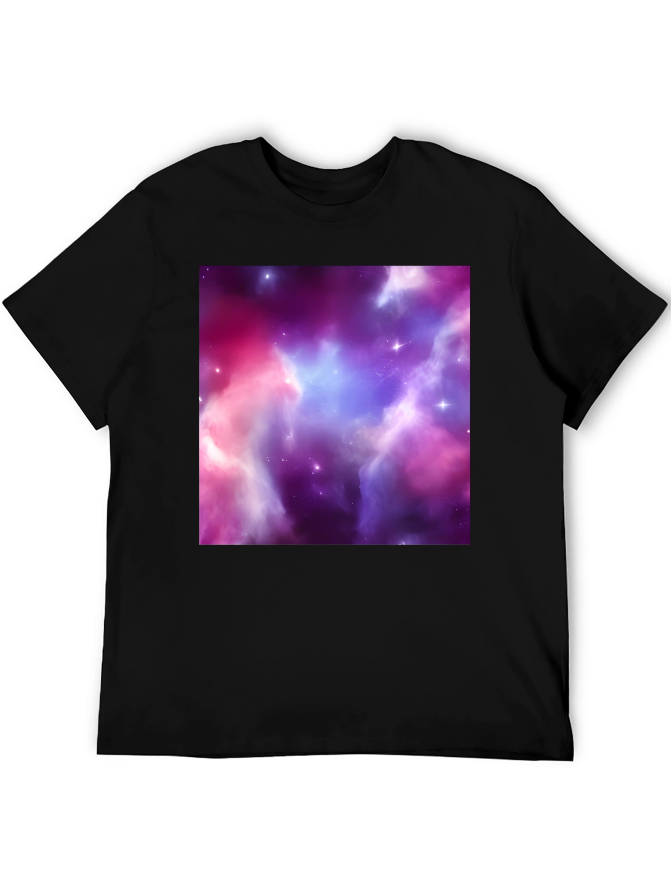 Black Nebula Print Tee - Black Short Sleeve Men's T-Shirt view 5