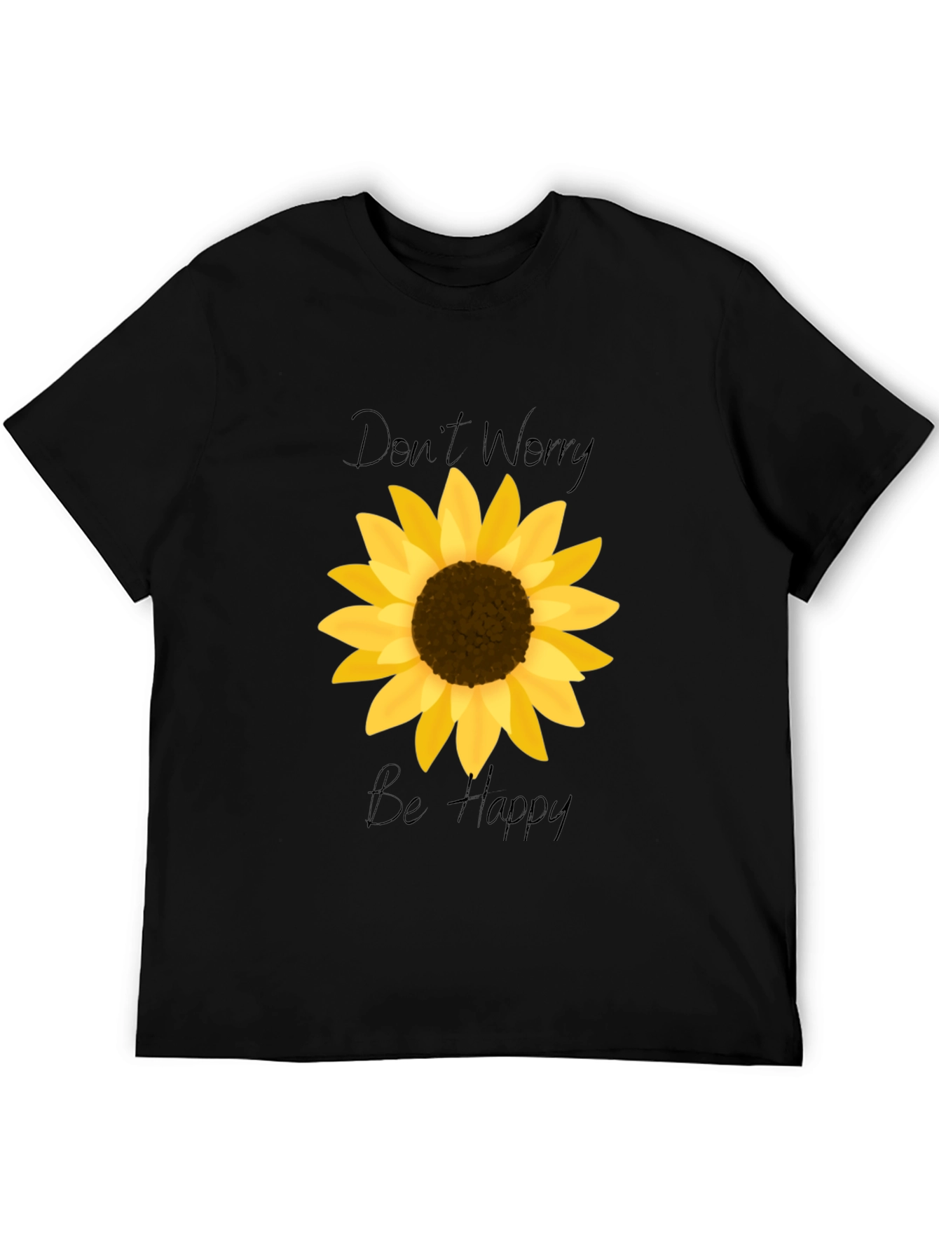 Black Don't Worry Be Happy Sunflower Graphic Tee view 5