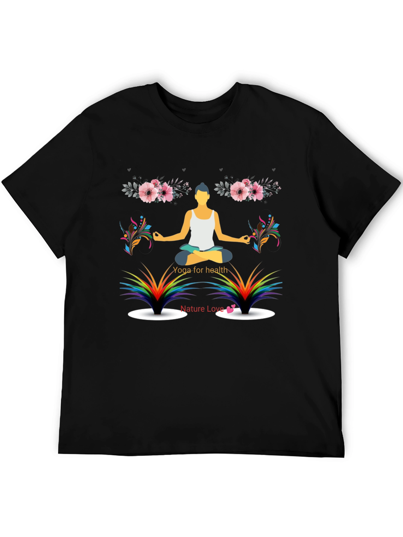 Black Yoga for Health Men's Black Graphic T-Shirt view 5