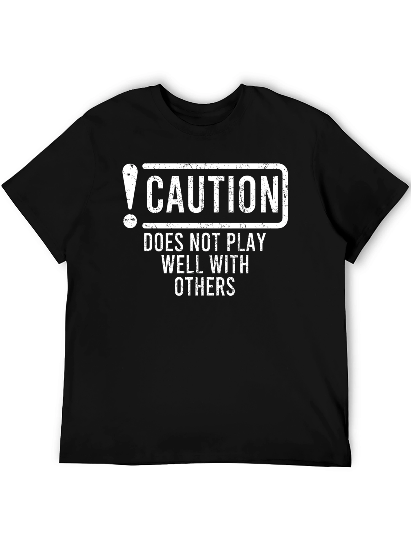 Black Caution: Does Not Play Well With Others Black T-Shirt view 5