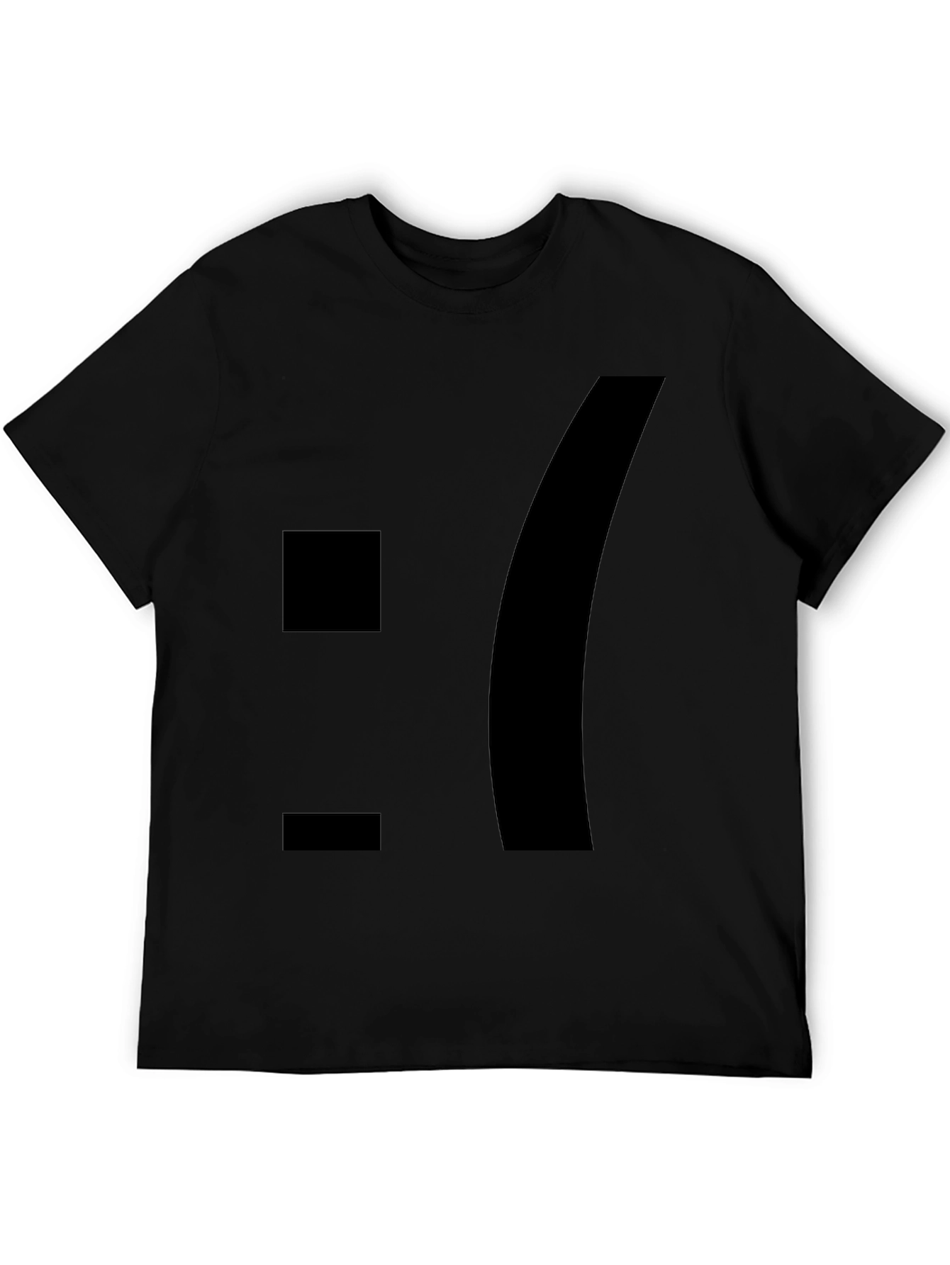 Black Sad Emoticon Graphic Tee - Black Cotton Blend view 5