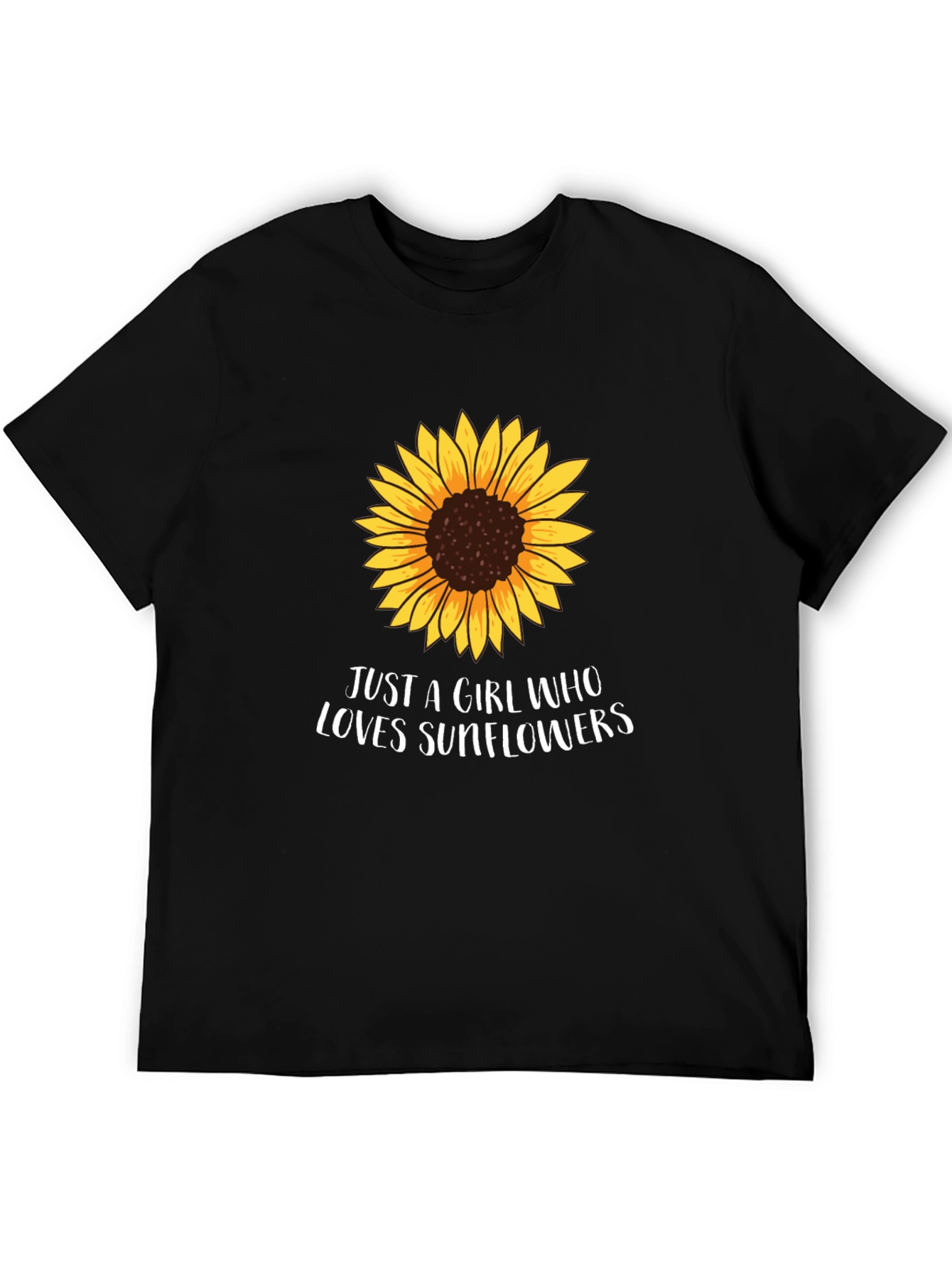 Black Sunflower Graphic Tee - "Just a Girl Who Loves Sunflowers" view 5