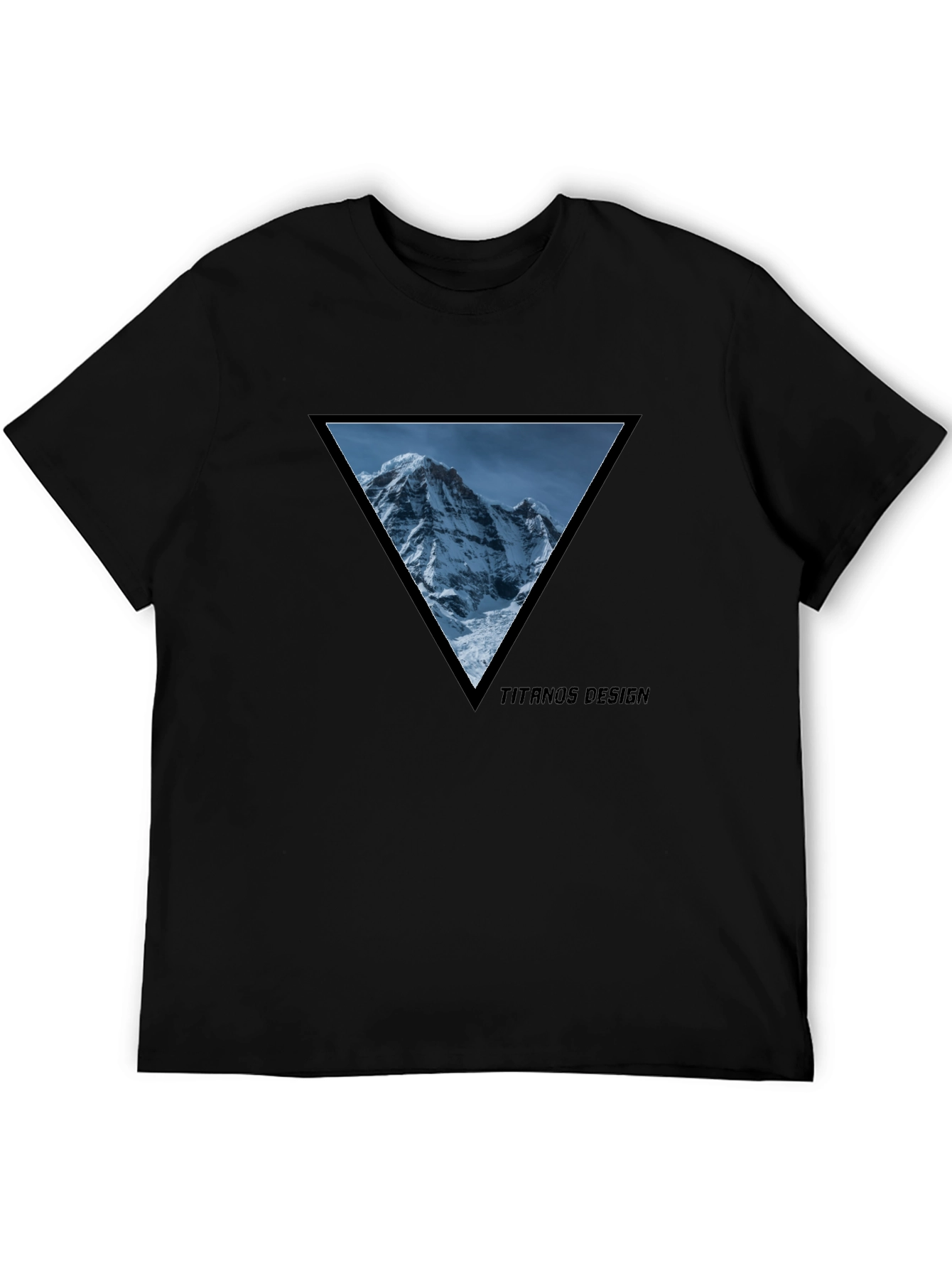 Black Mountain Peak Triangle Tee - Black Cotton Graphic T-Shirt view 5