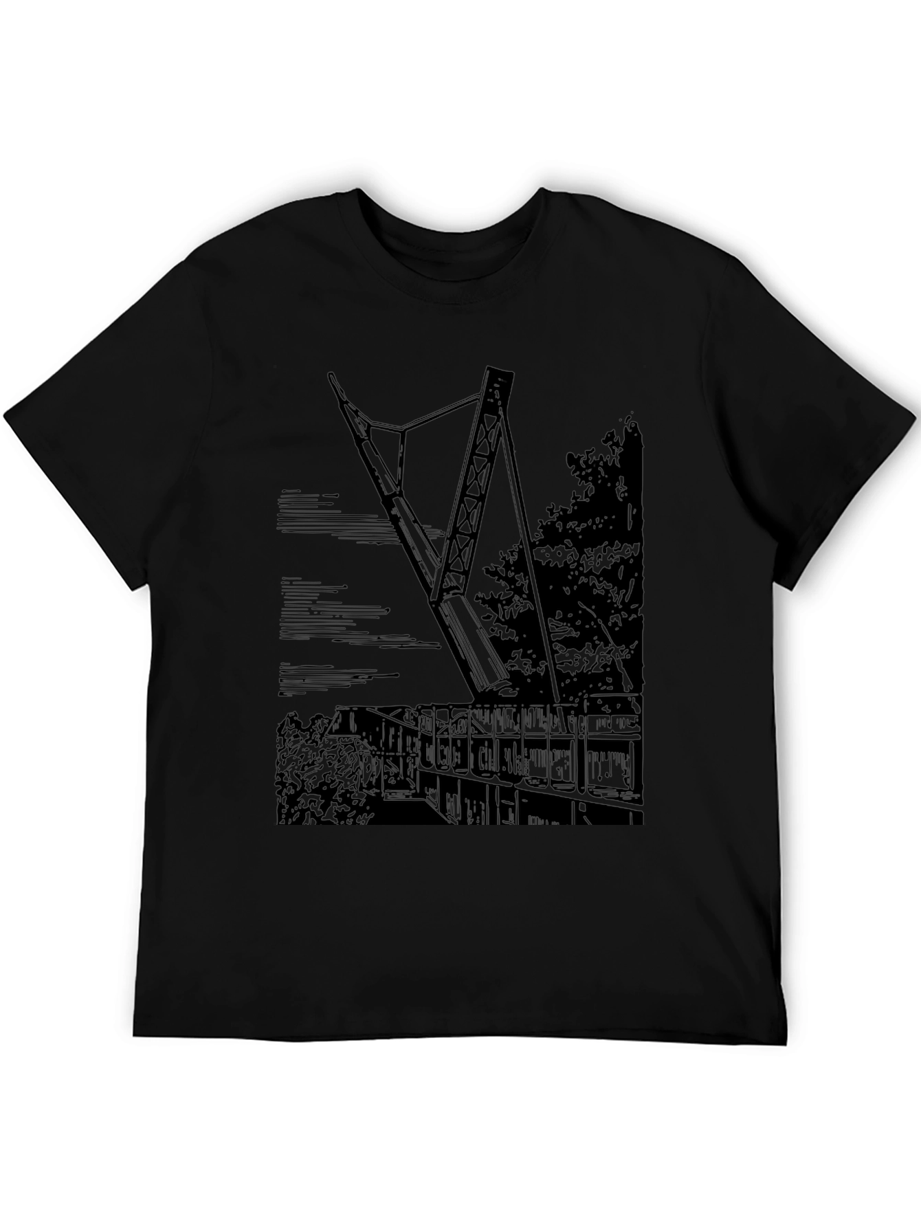 Black Black T-Shirt with Bridge Print view 5