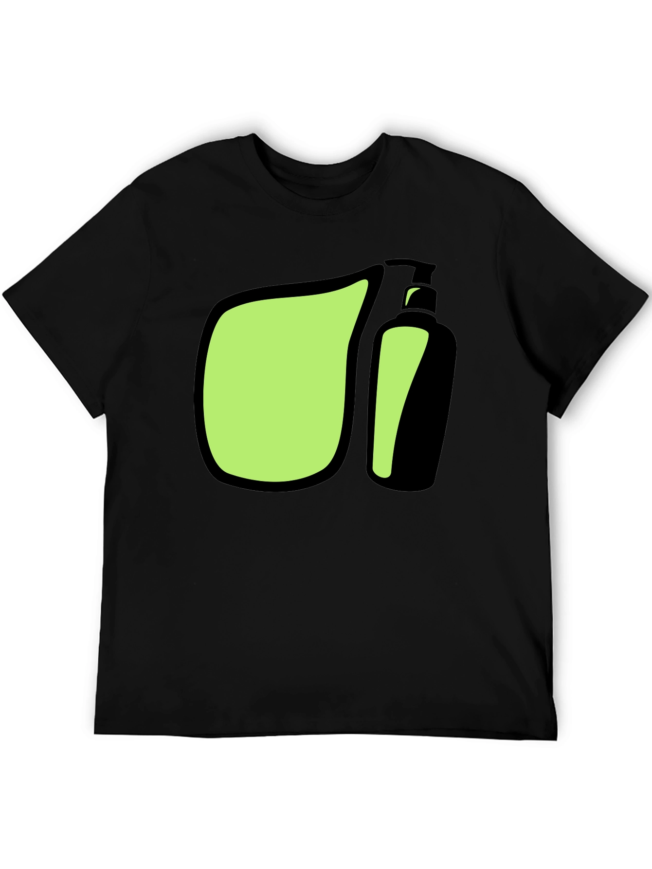 Black Modern Graphic Tee - Green and Black Design view 5