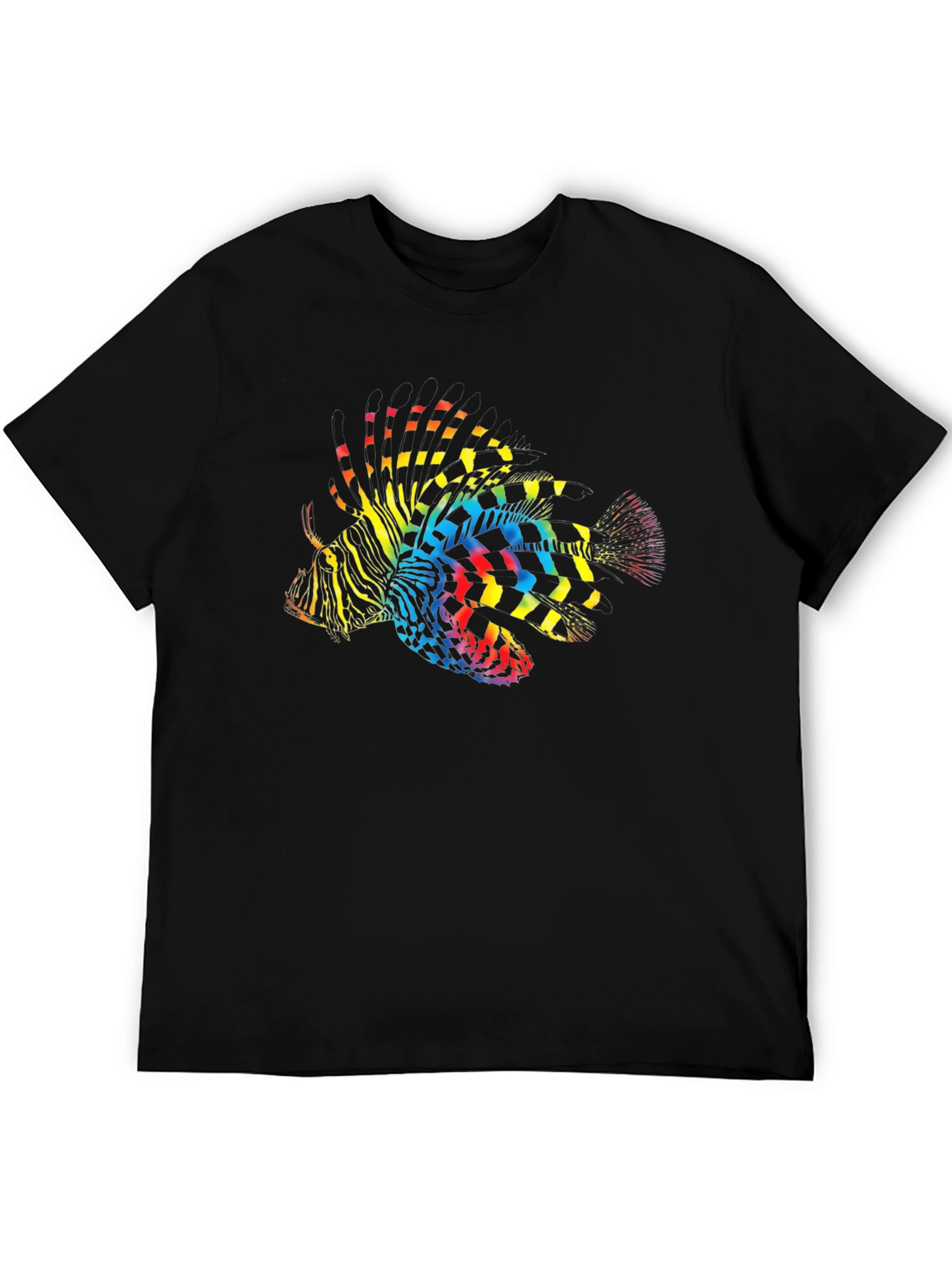 Black Rainbow Lionfish Graphic Tee - Men's Black T-Shirt view 5