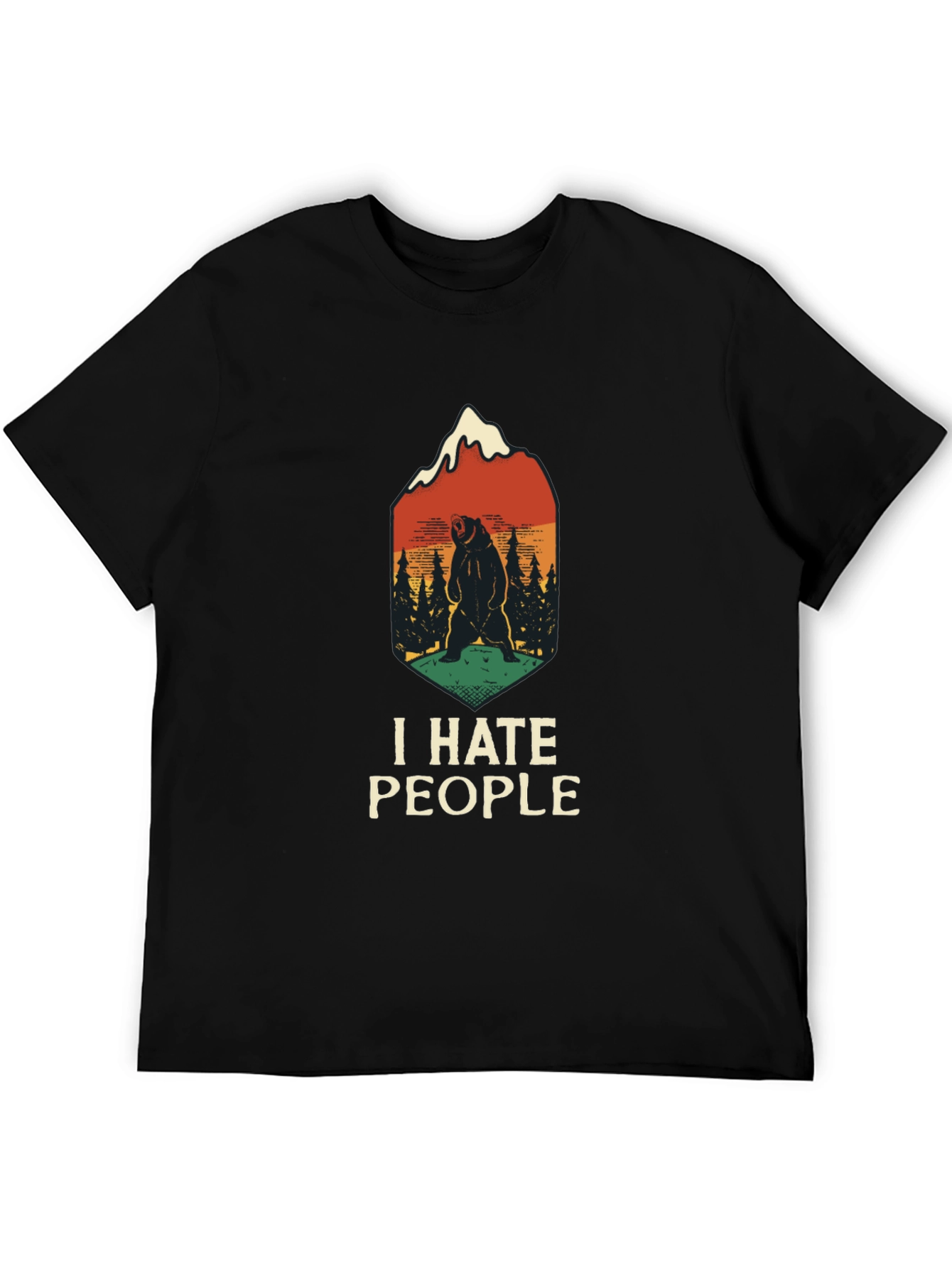 Black I Hate People Bear T-Shirt view 5