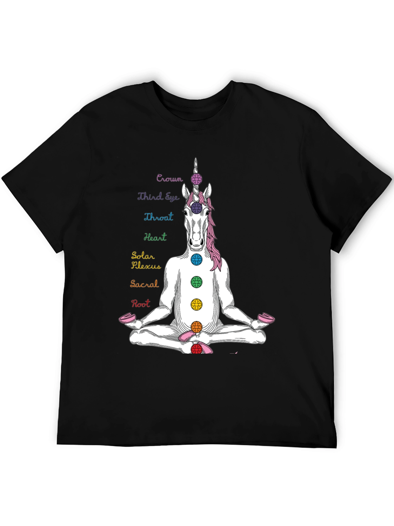 Black Unicorn Chakra T-Shirt - Meditating Yoga Design view 5
