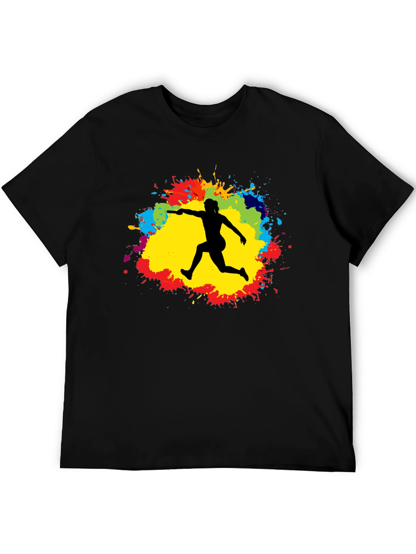 Athlete Silhouette Colorful Paint Splatter T-Shirt - 5
