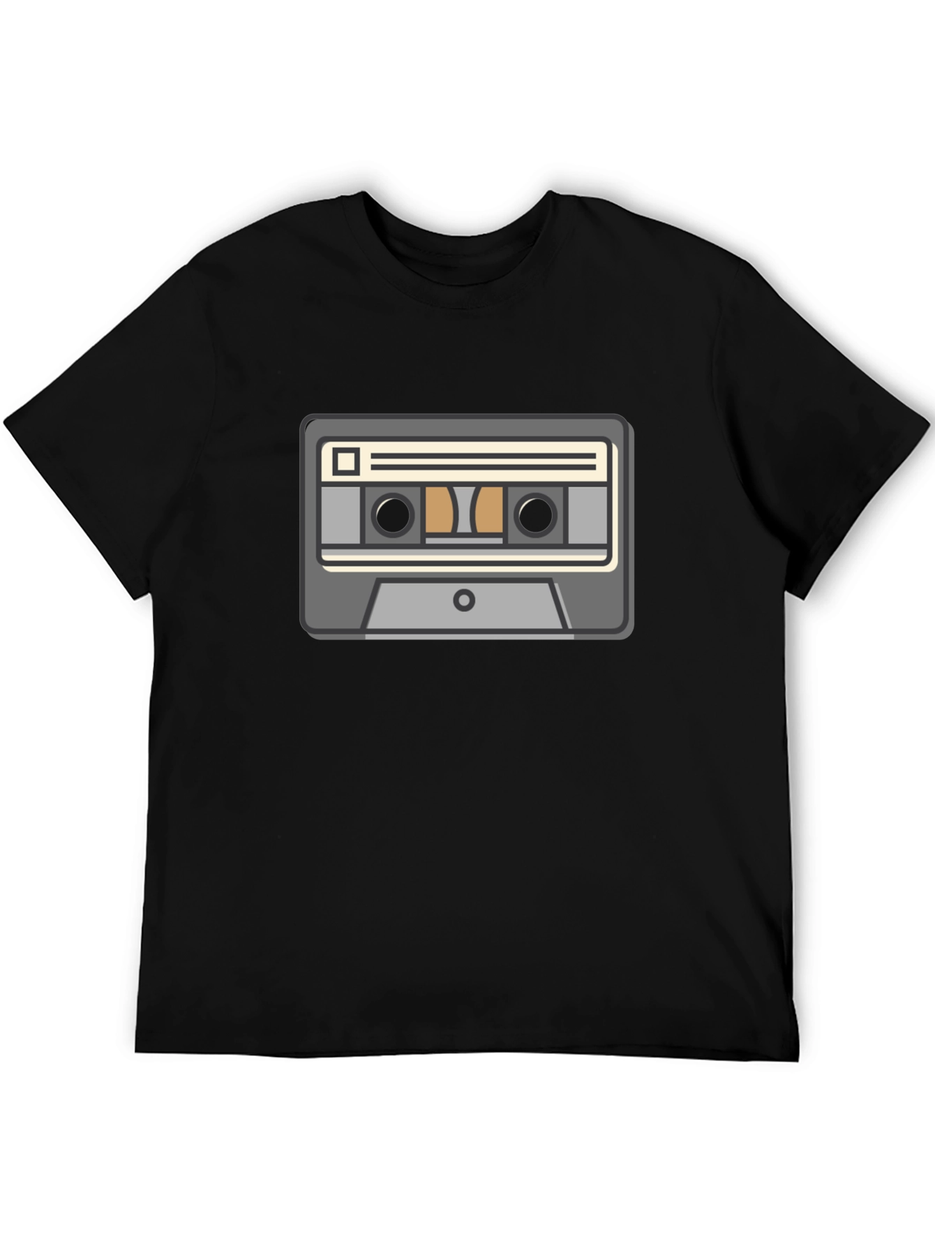 Black Retro Cassette Tape Graphic Tee - Classic Music Lover Shirt view 5