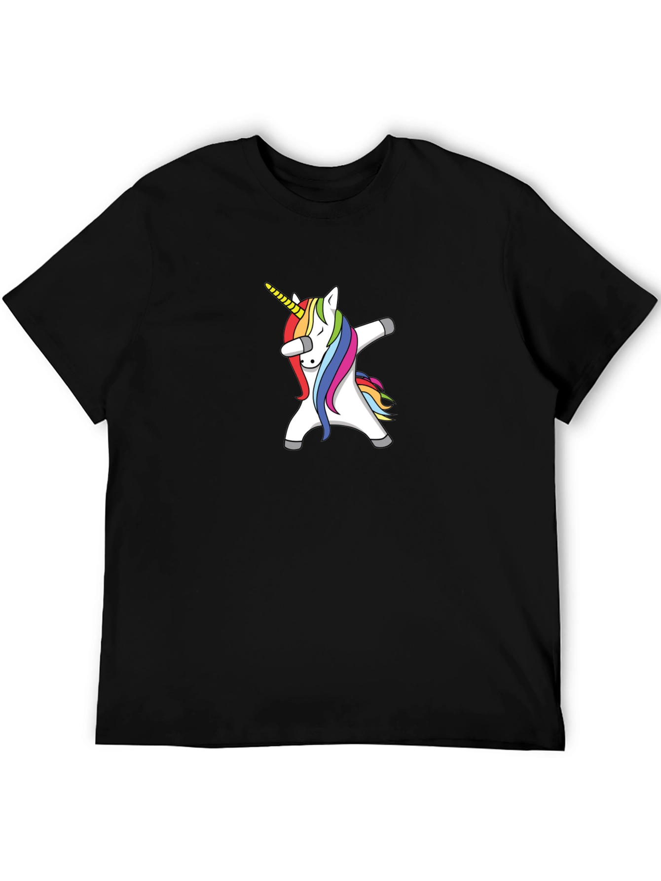 Black Dabbing Unicorn Graphic Tee - Black Cotton Blend Shirt view 5