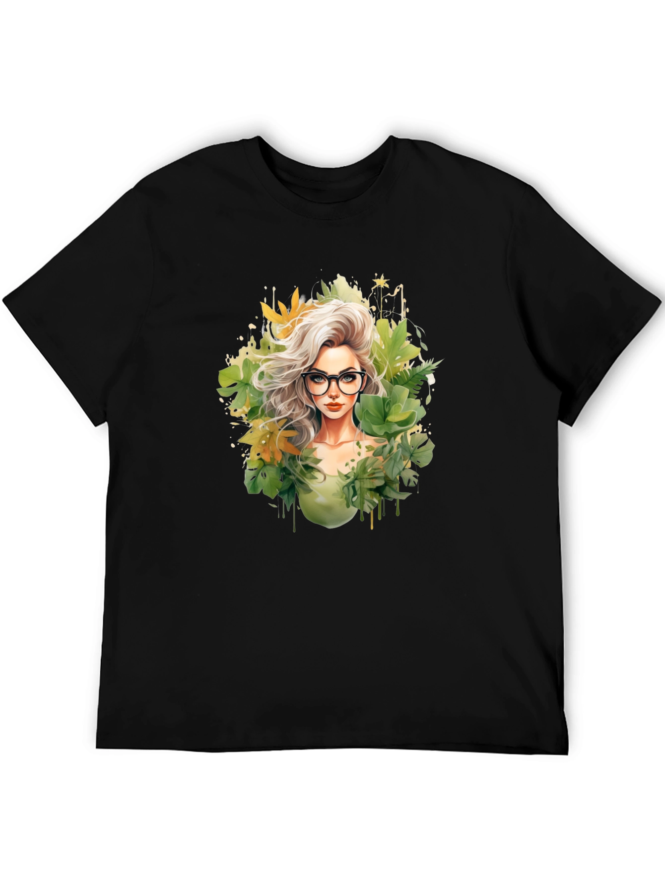Black Stylish Nature Girl T-Shirt view 5