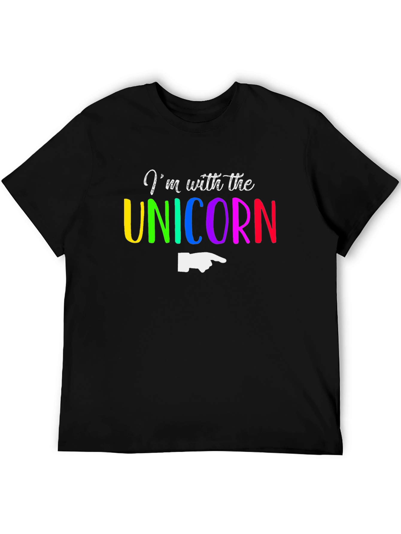 Black I'm with the Unicorn T-Shirt - Rainbow Novelty Tee view 5