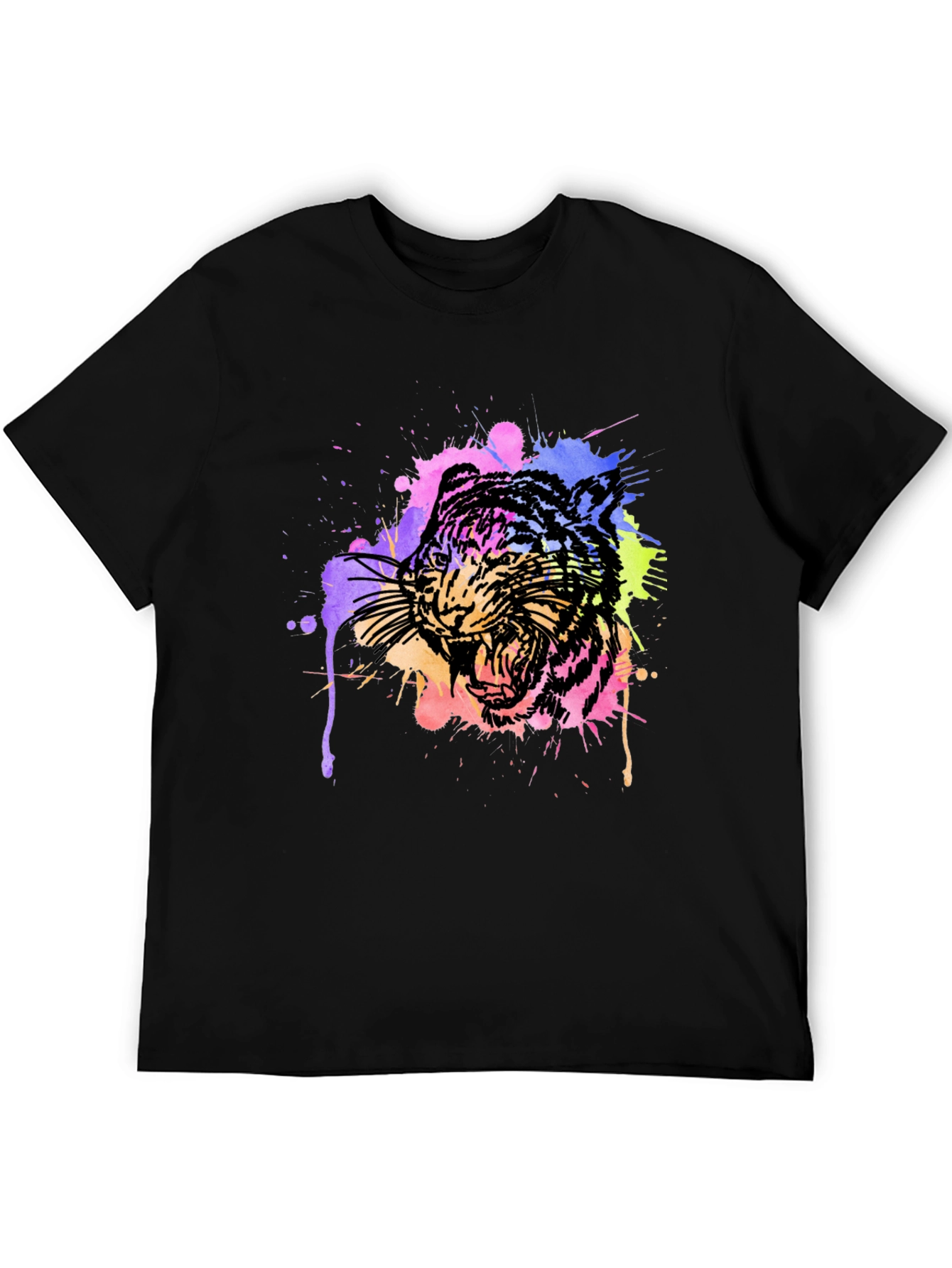Black Watercolor Tiger Graphic Tee view 5