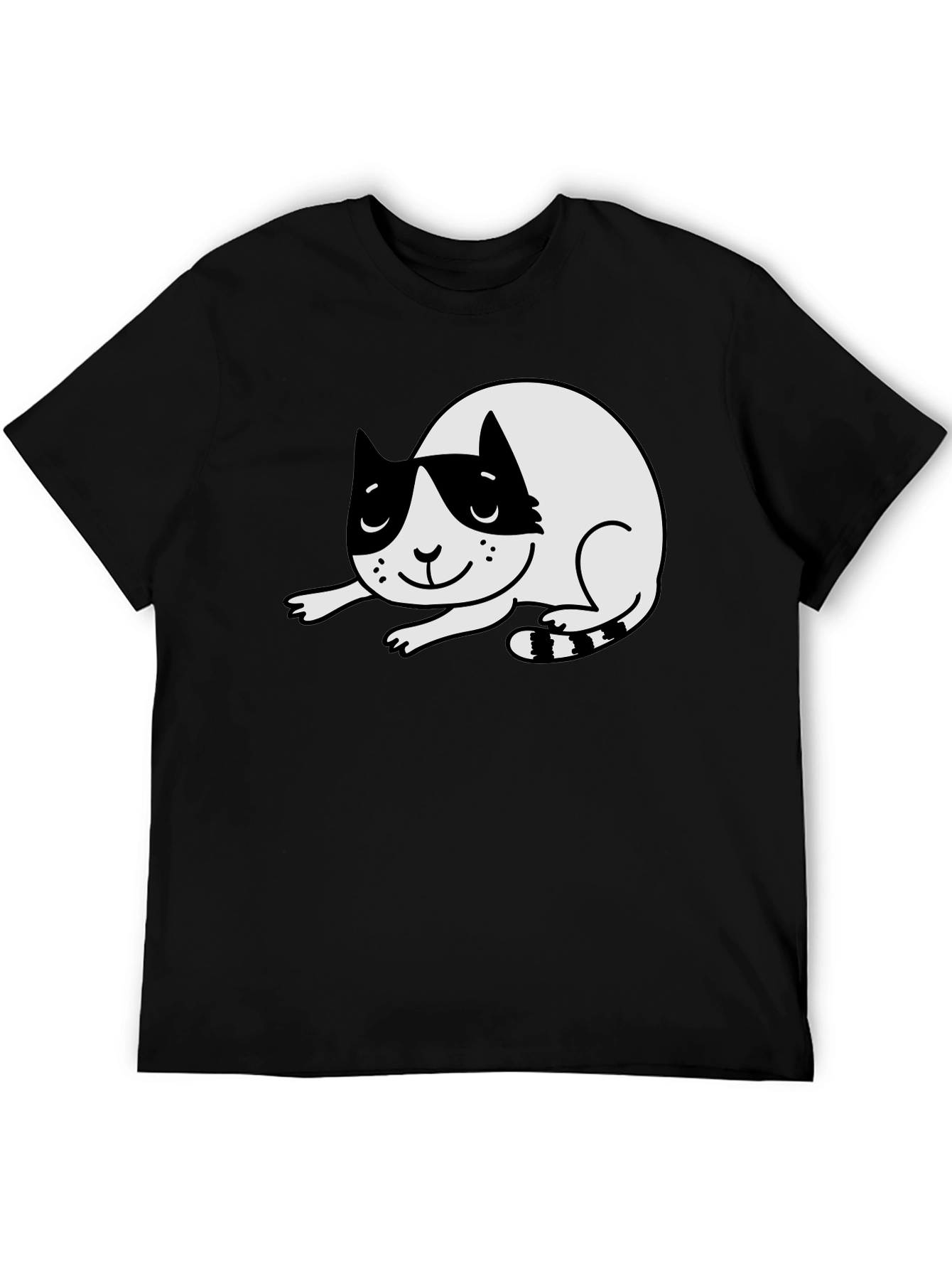Black Cute Cat Graphic T-Shirt - Black view 5
