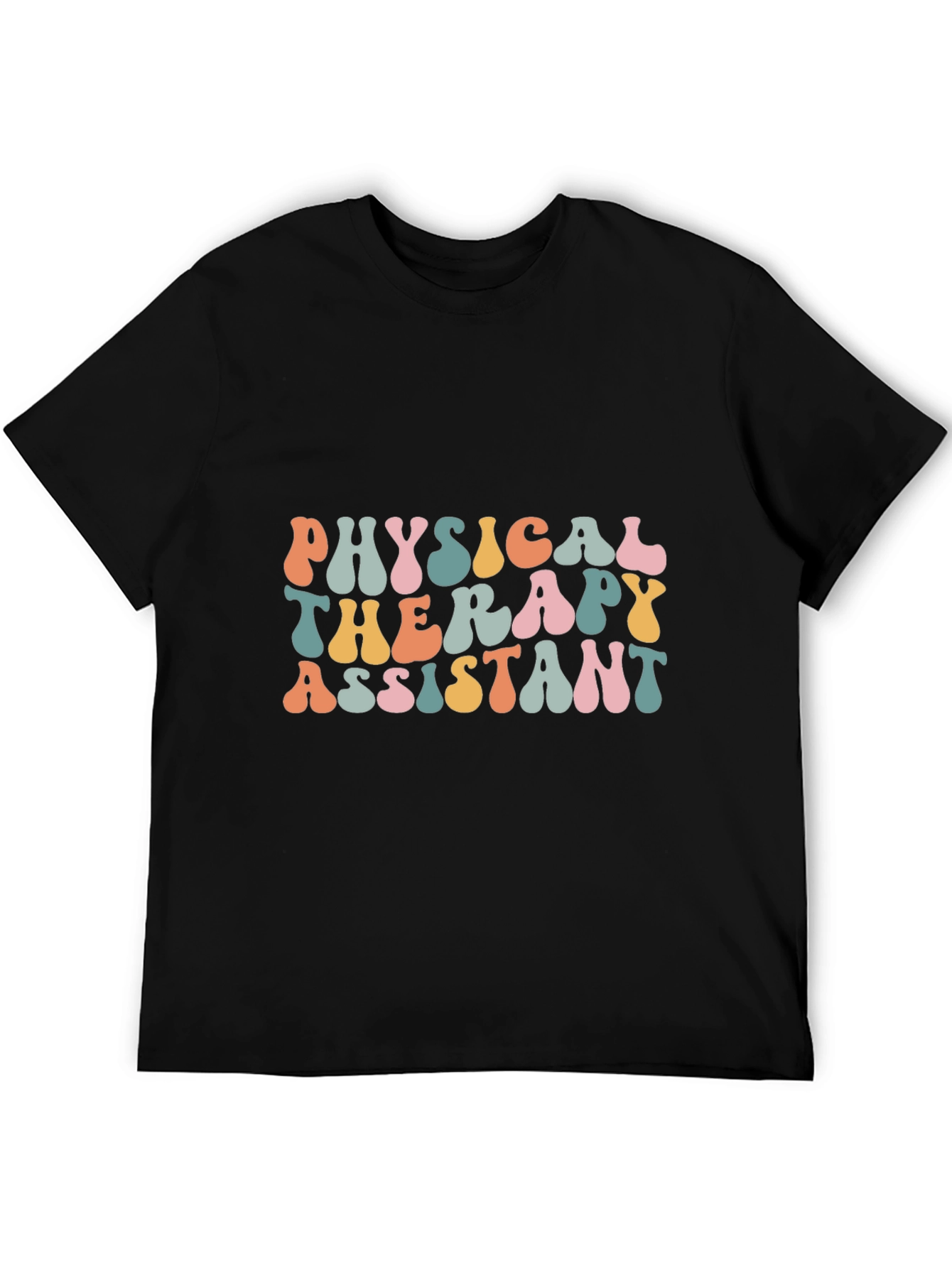Black Physical Therapy Assistant Retro T-Shirt view 5