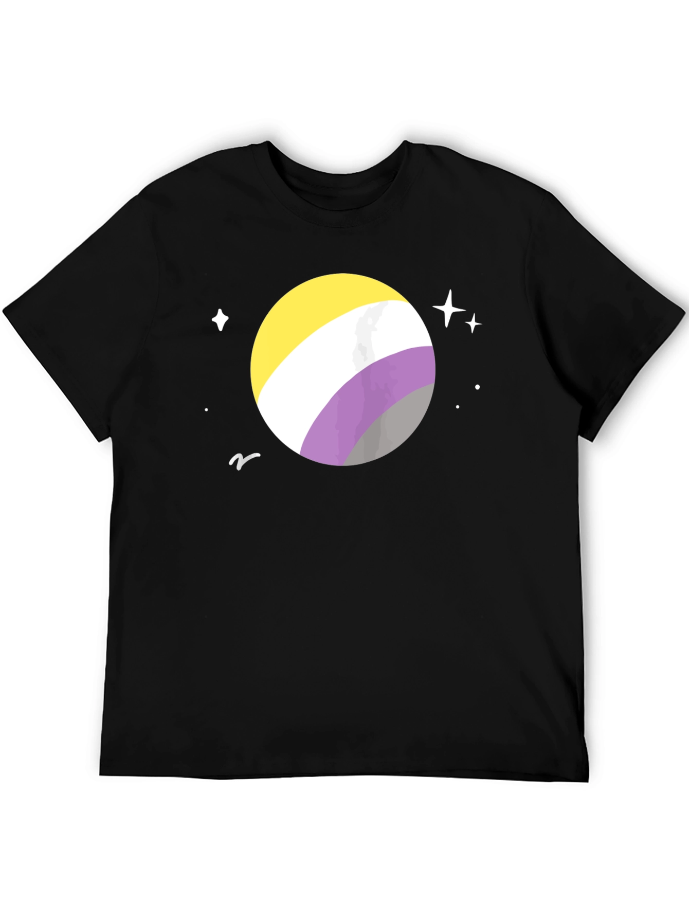 Black Nonbinary Pride Space T-Shirt - Black Cotton view 5