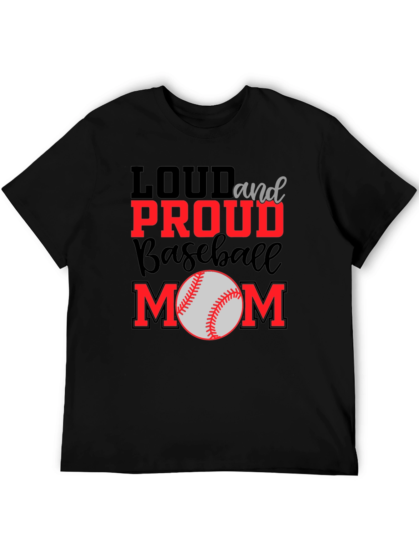 Black Loud and Proud Baseball Mom Graphic Tee view 5