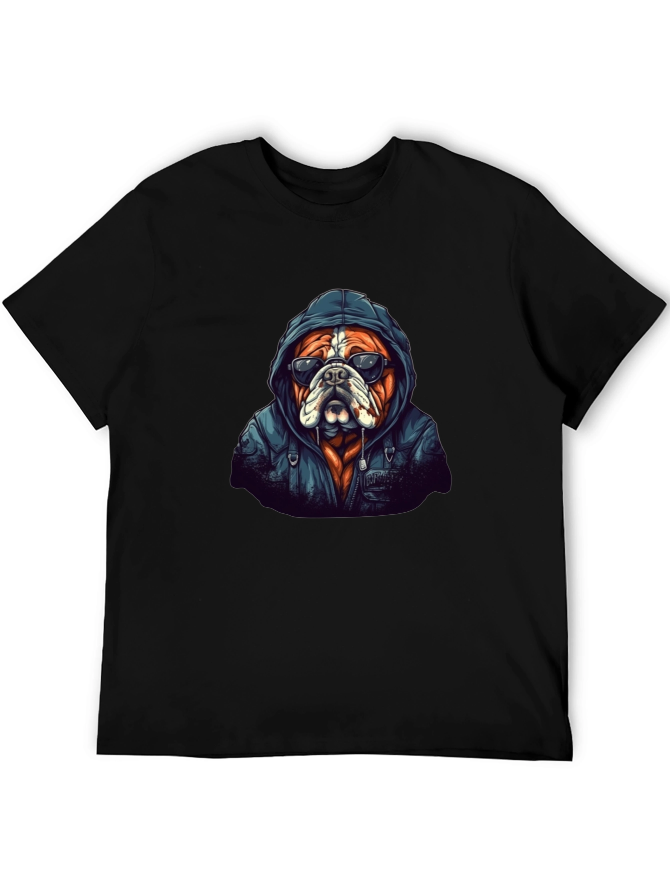 Black Cool Bulldog Graphic Tee - Black Cotton view 5