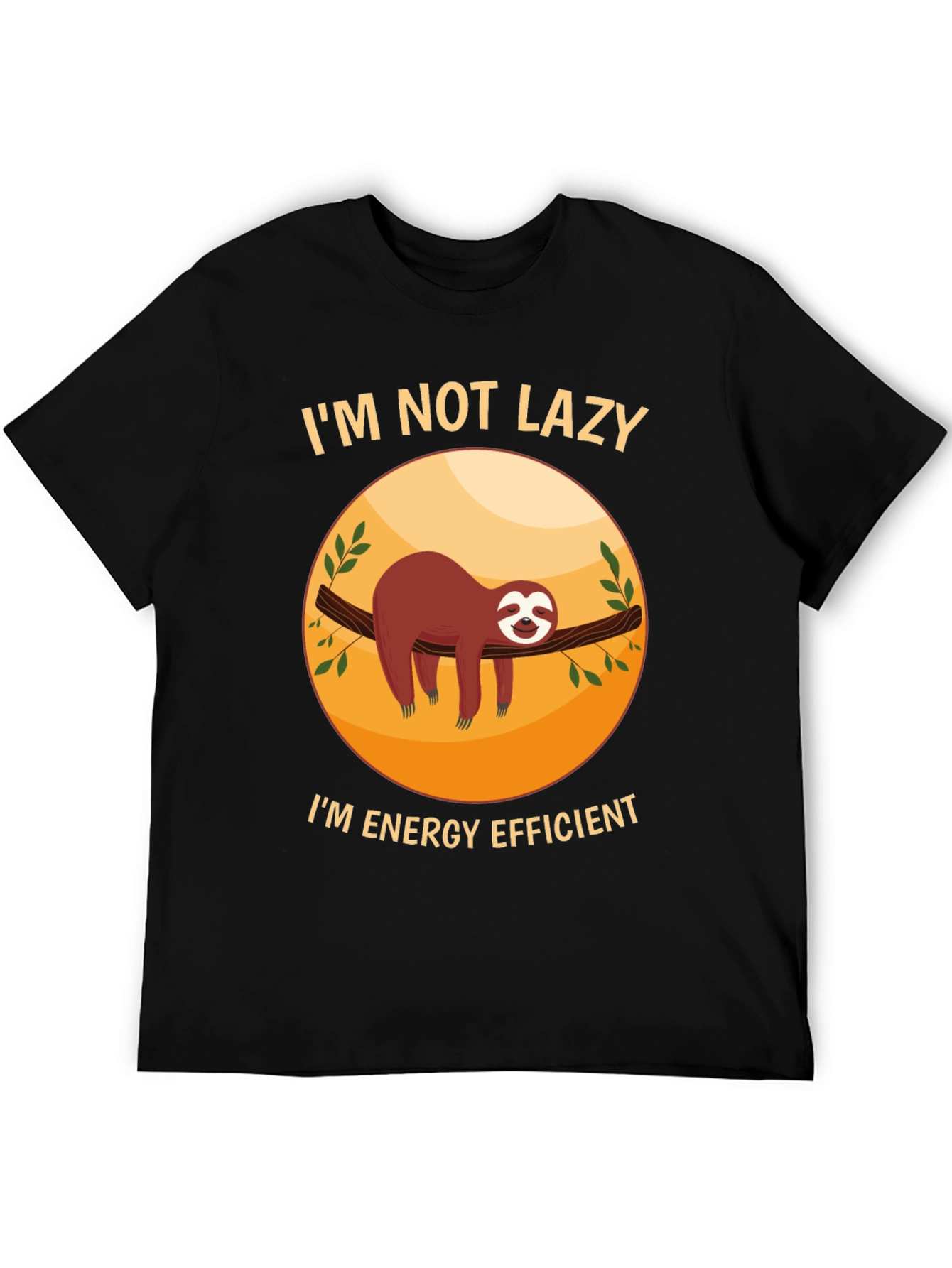 Black Funny Sloth 'I'm Not Lazy' Graphic T-Shirt view 5