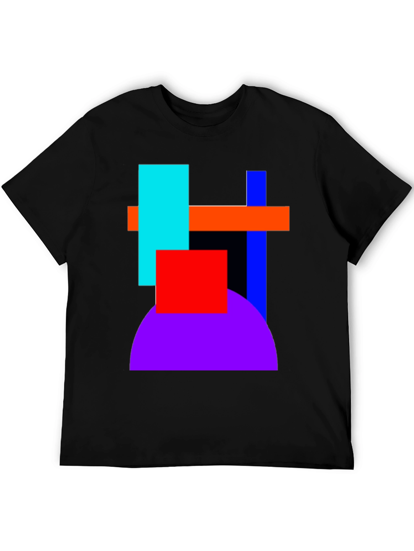 Black Abstract Geometric T-Shirt - Bold Color Block Design view 5