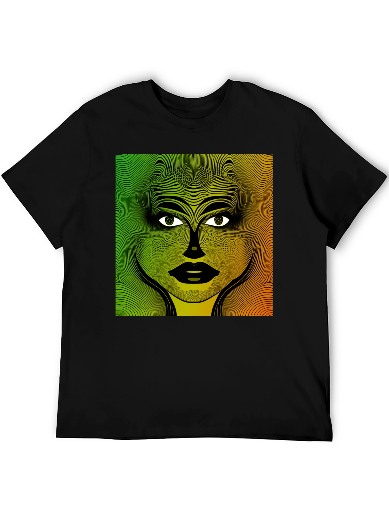 Black Abstract Woman Graphic Black T-Shirt view 5