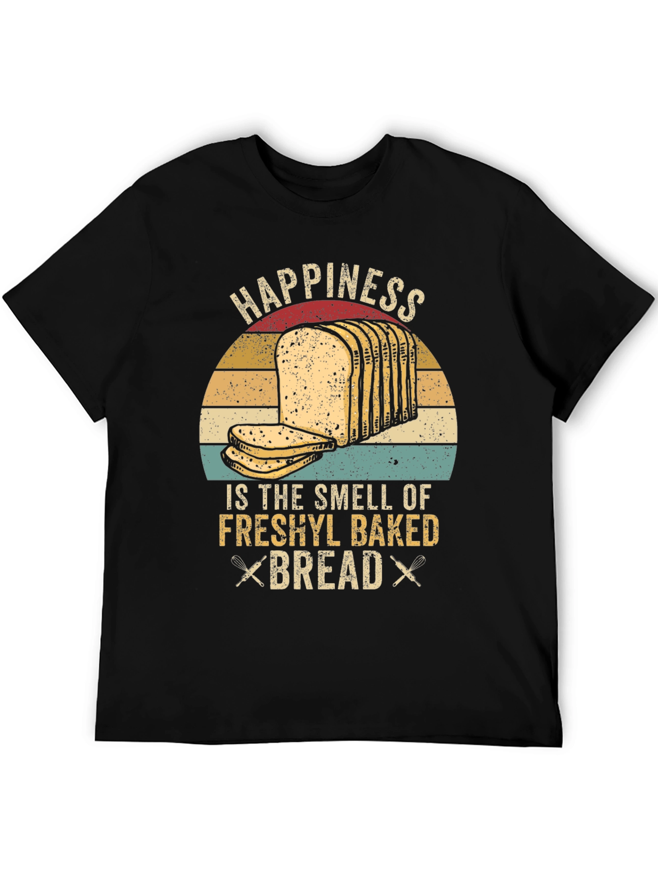 Black Happiness Smell Bread T-shirt view 5