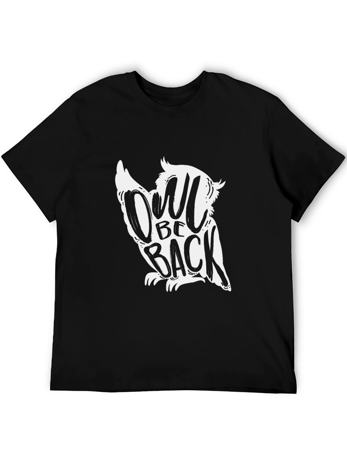 Black Owl Be Back T-Shirt - Funny Owl Graphic Tee view 5