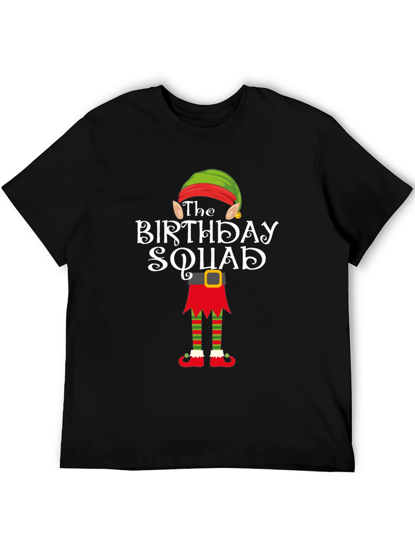 Black Birthday Squad Elf T-Shirt view 5