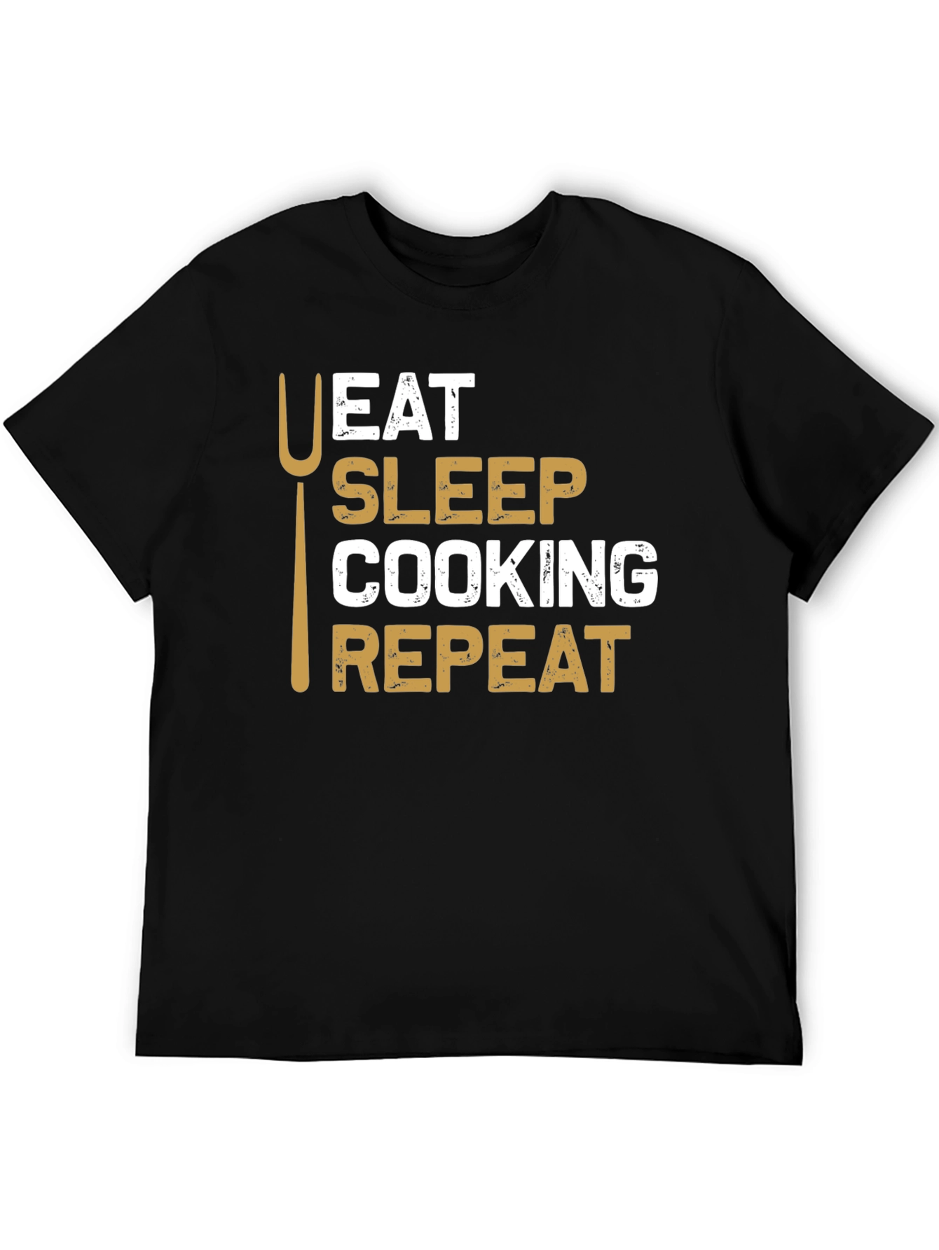 Black Eat Sleep Cooking Repeat T-Shirt - Chef Gift view 5