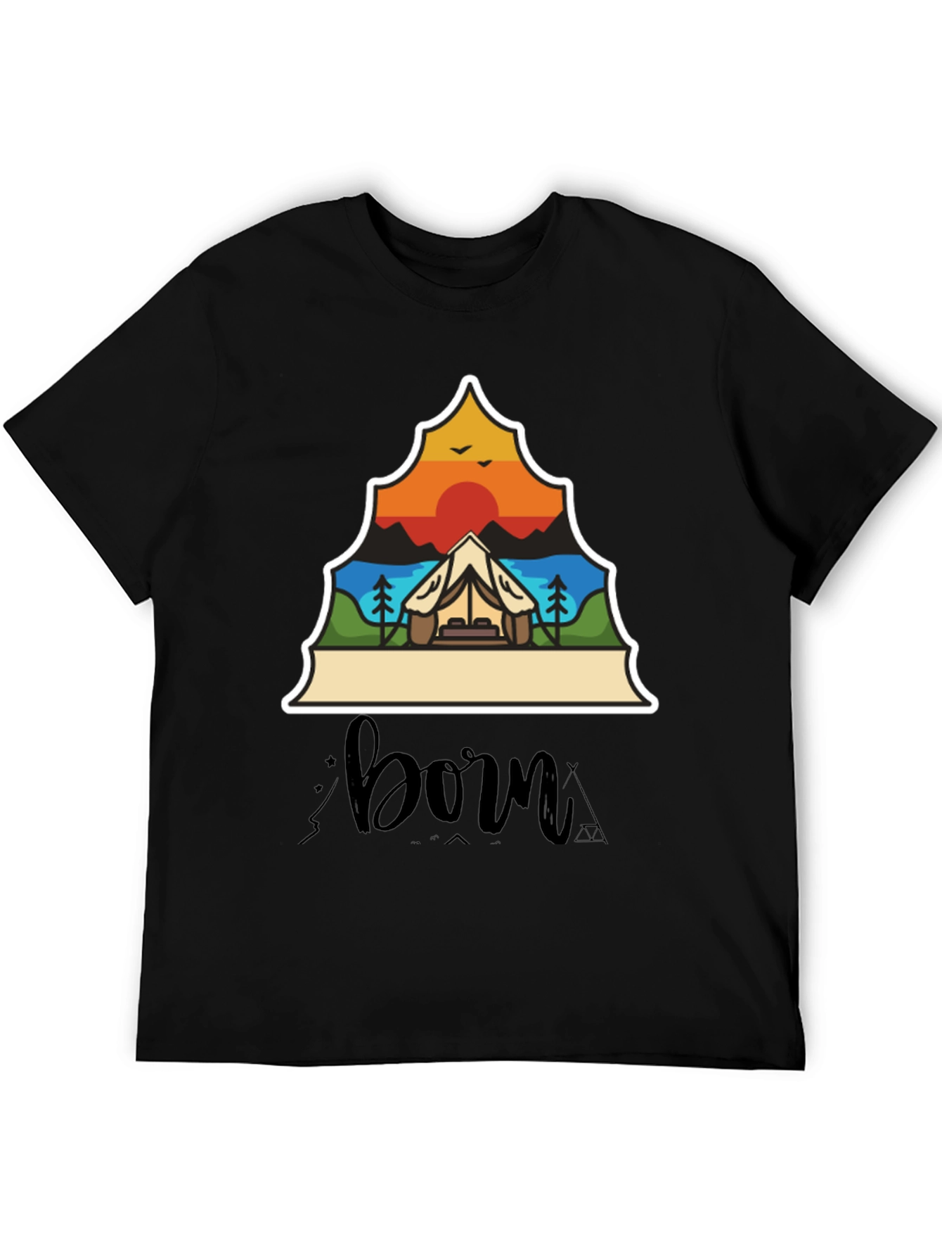 Black Camping Adventure T-Shirt - Born to Explore! view 5