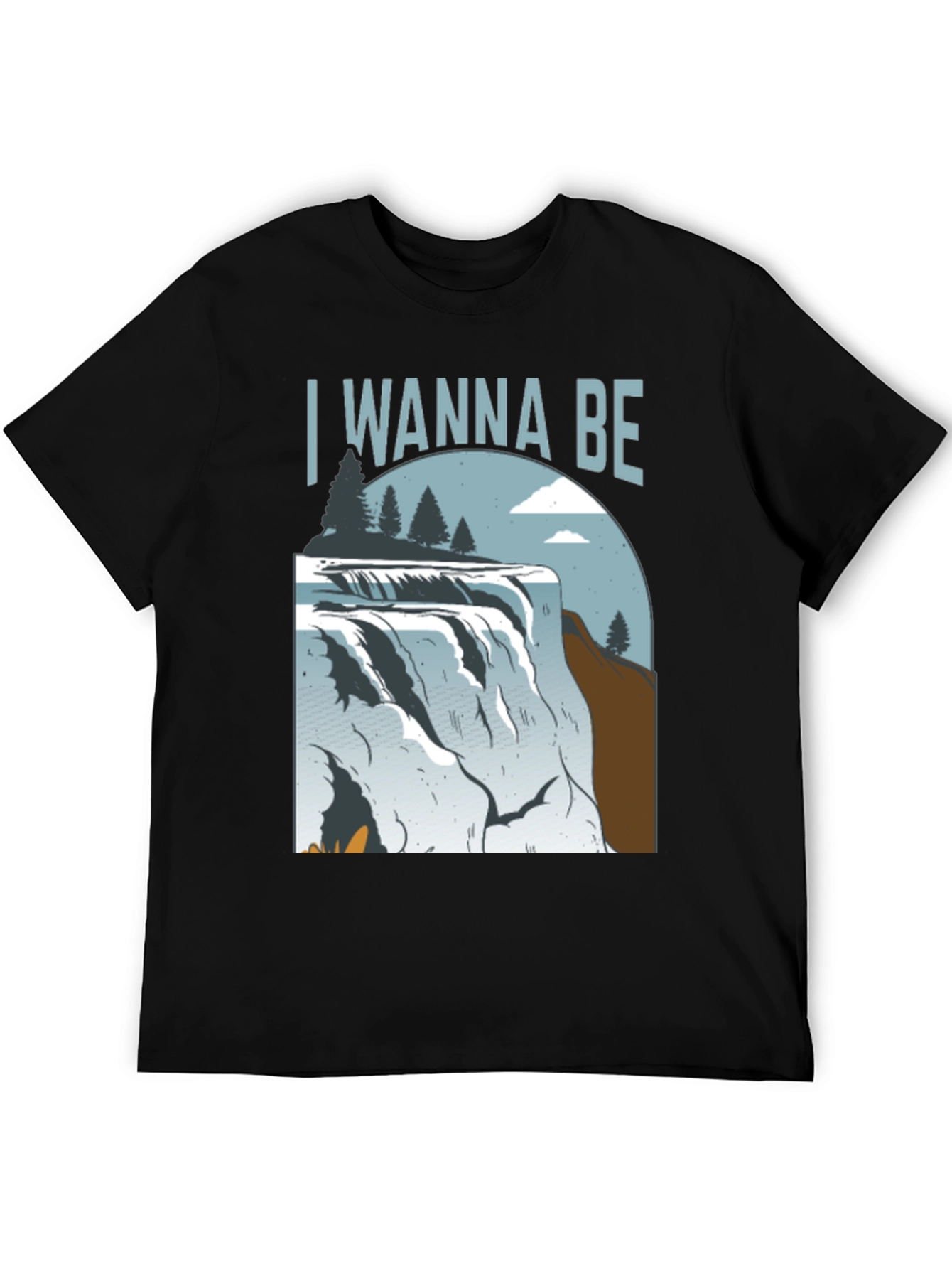 Black Wanna Be Waterfall Graphic Tee - Nature Lover's Shirt view 5