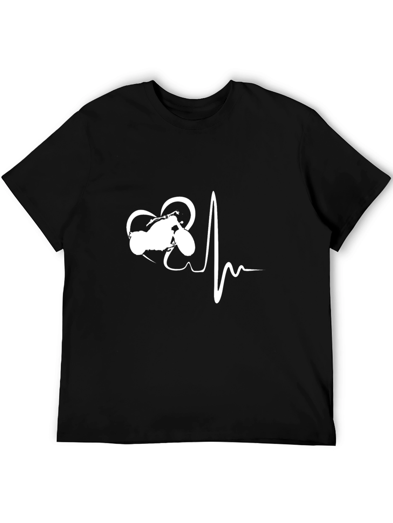 Black Motorcycle Heartbeat Graphic T-Shirt view 5