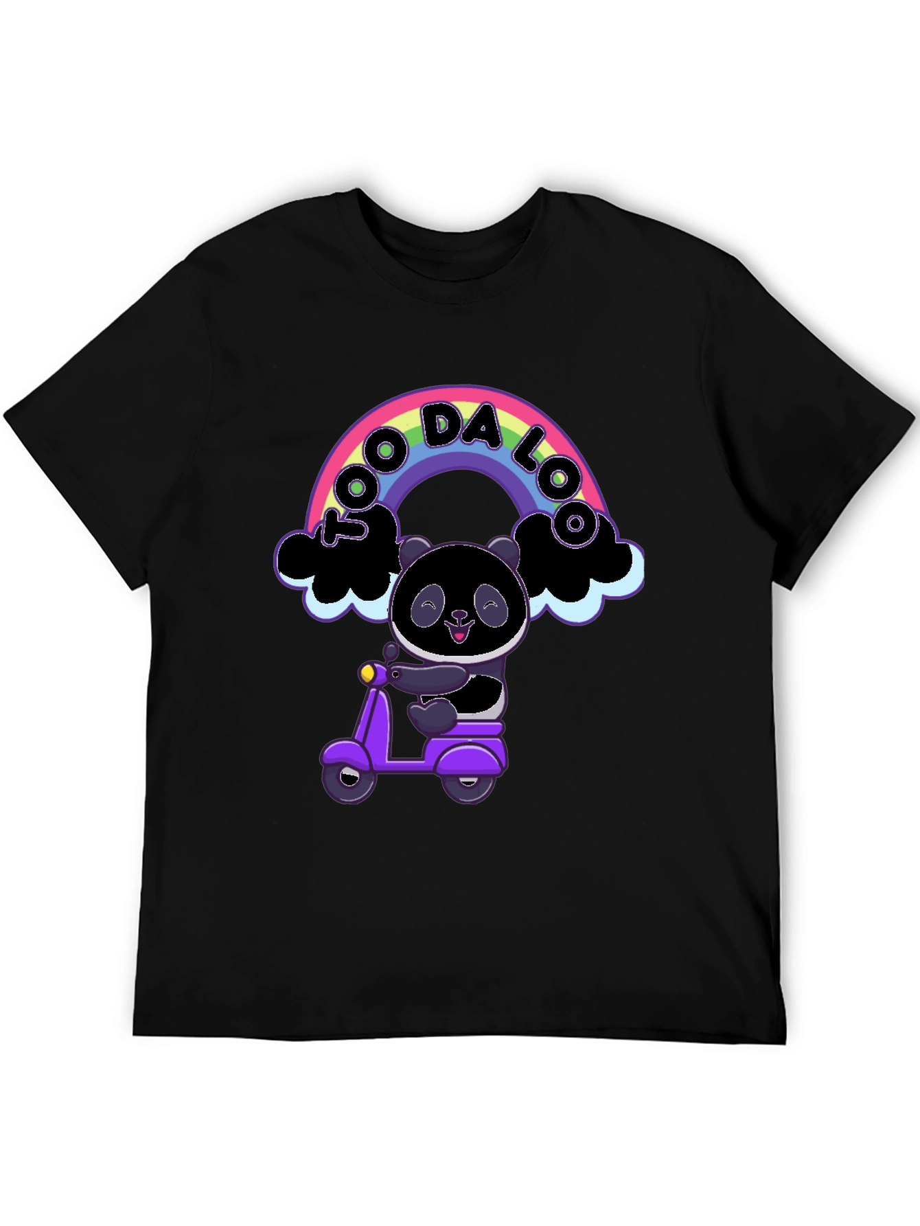 Black Cool Panda on Scooter Graphic T-Shirt view 5