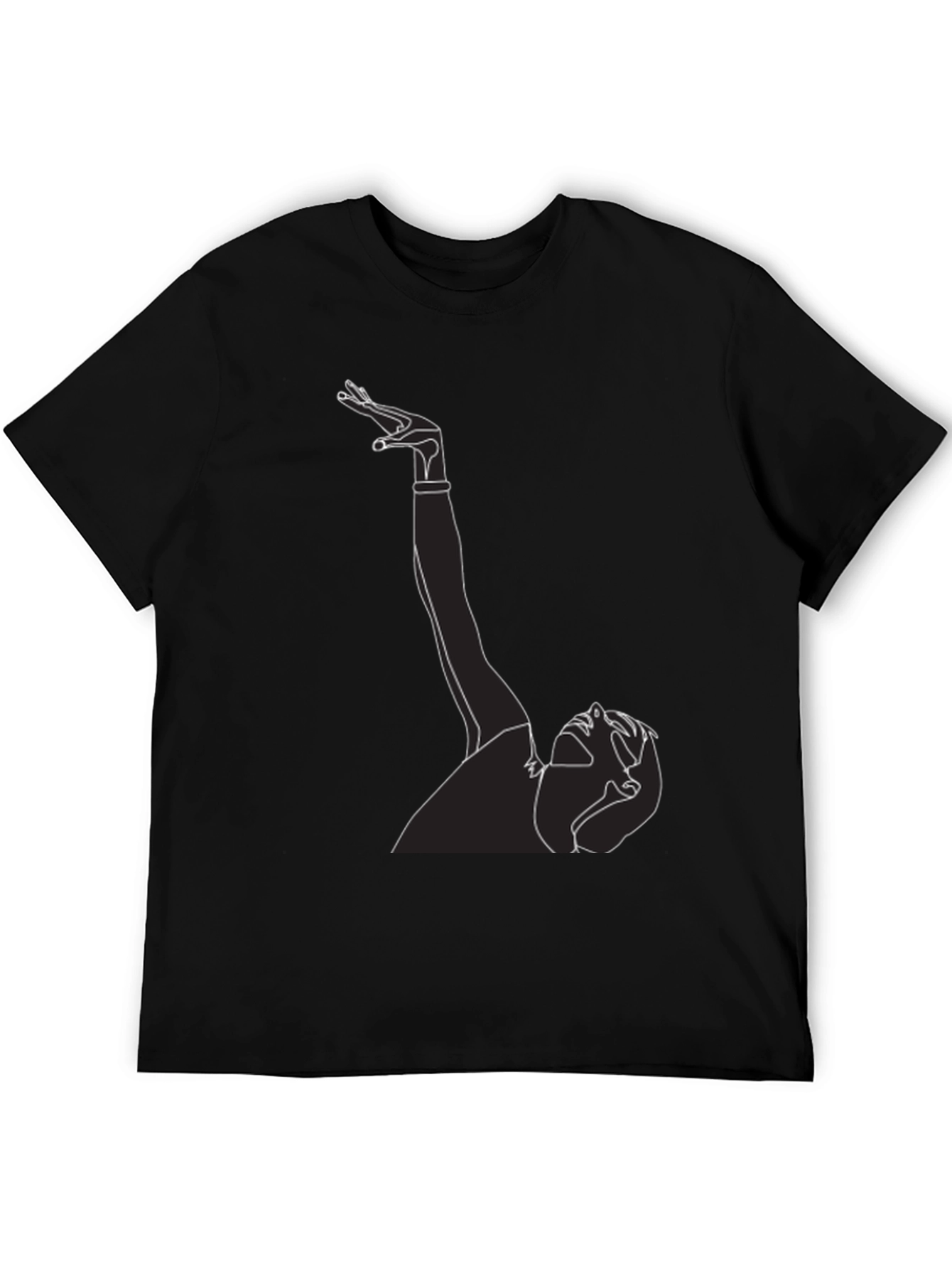 Black Abstract Line Art Graphic Tee - Minimalist Black T-Shirt view 5