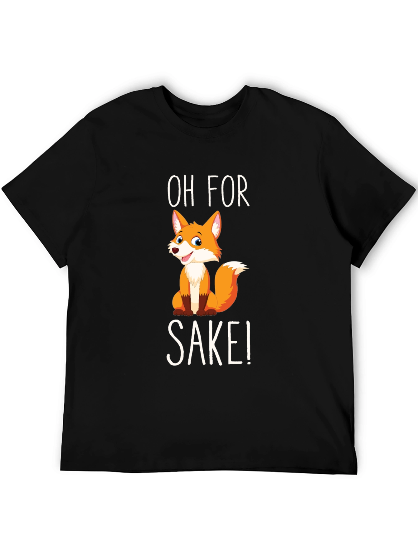 Black Funny Fox Graphic T-Shirt - Oh For Fox Sake! view 5