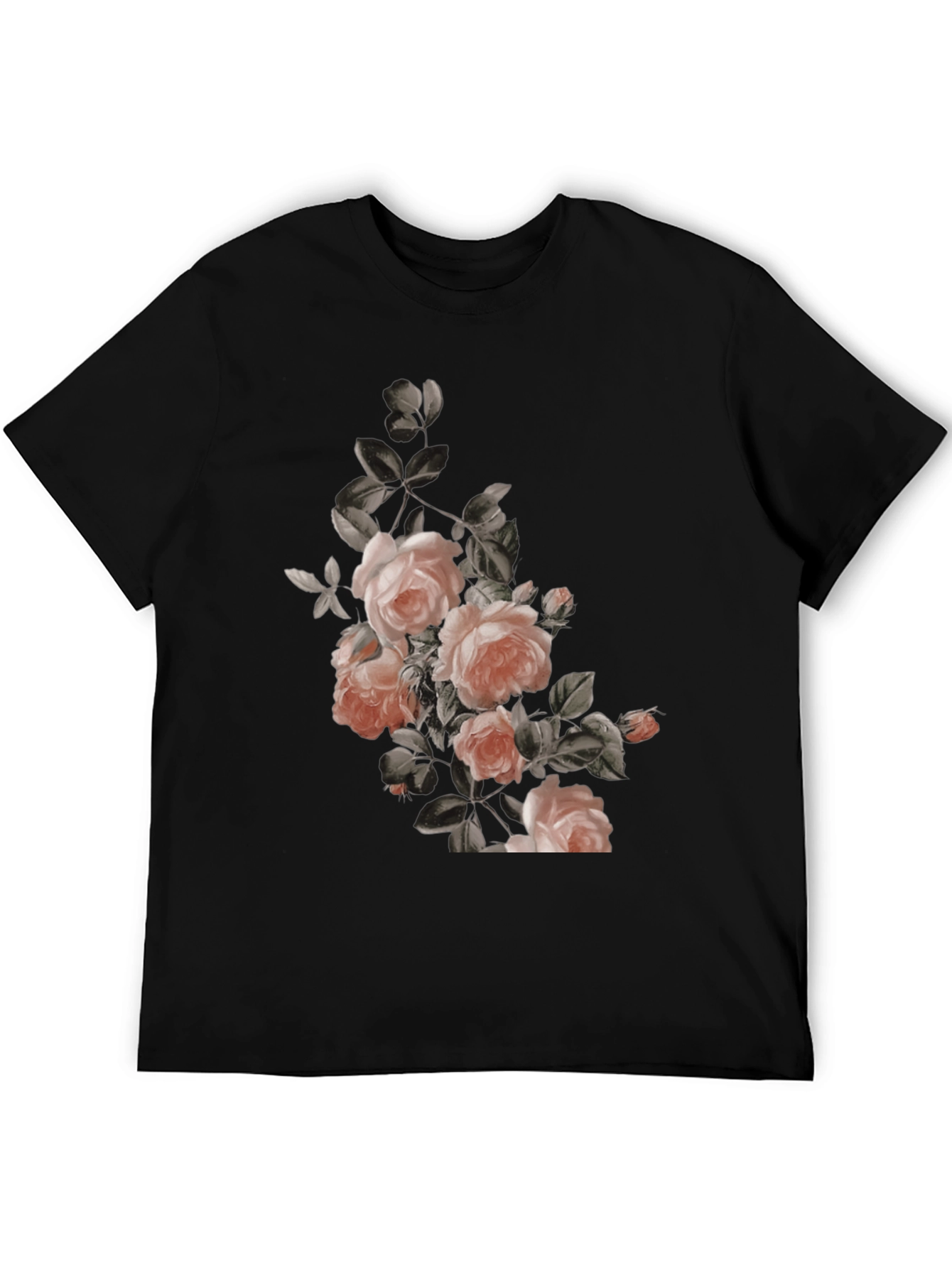 Black Floral Graphic Print Black T-Shirt view 5