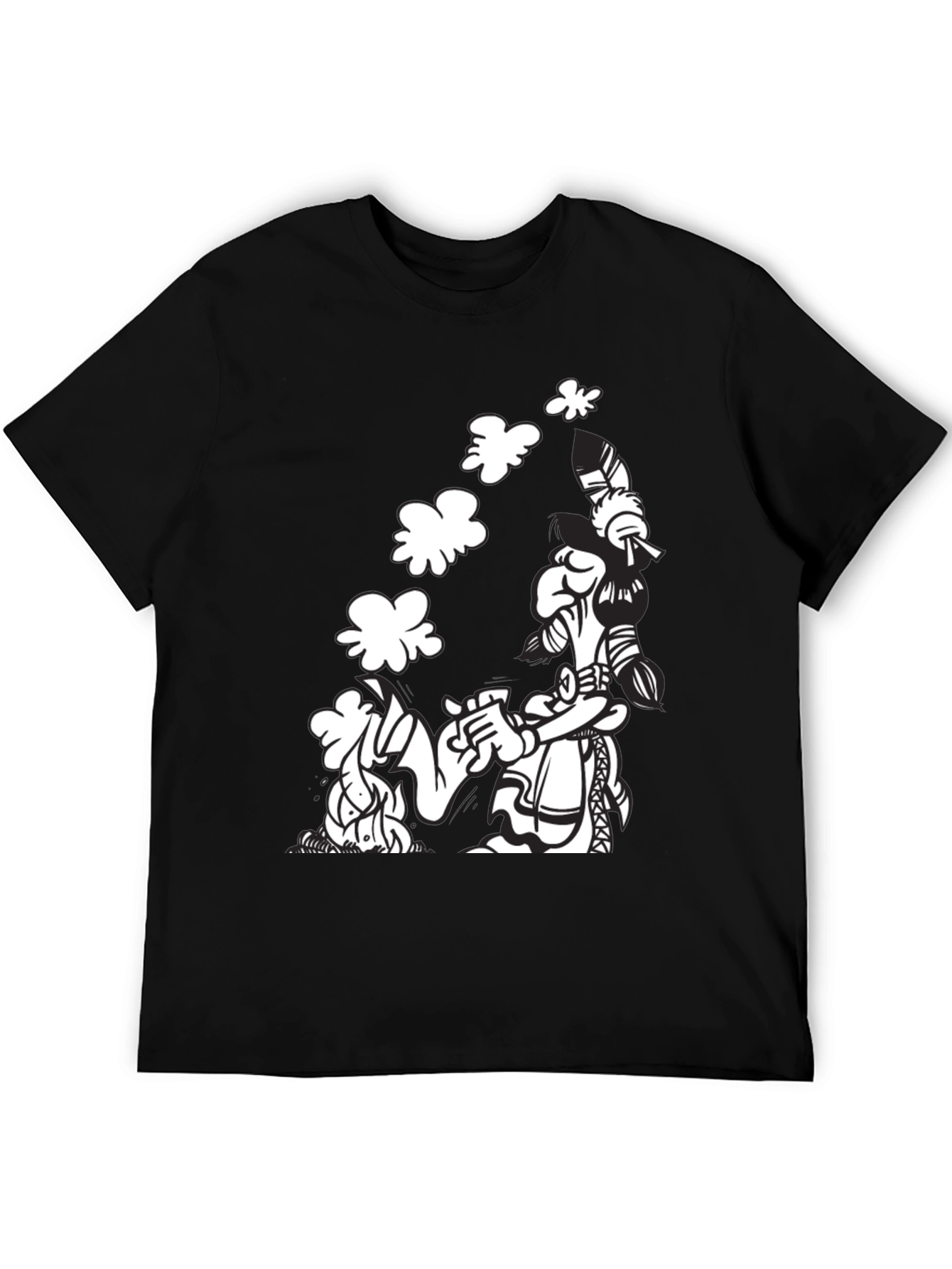 Black Black T-Shirt with Cartoon Graphic view 5