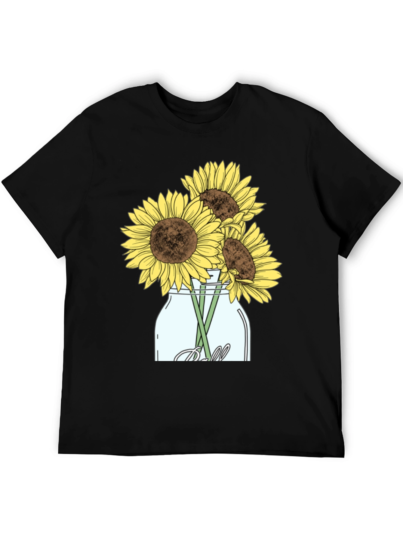 Black Sunflower Mason Jar Graphic Tee - Black view 5