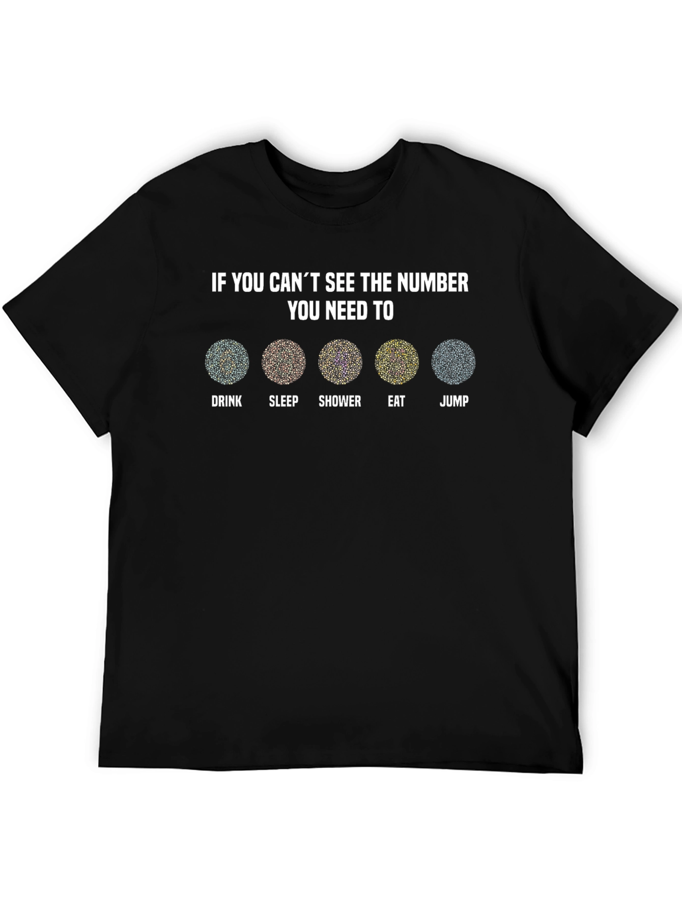 Black Color Blindness Test T-Shirt view 5