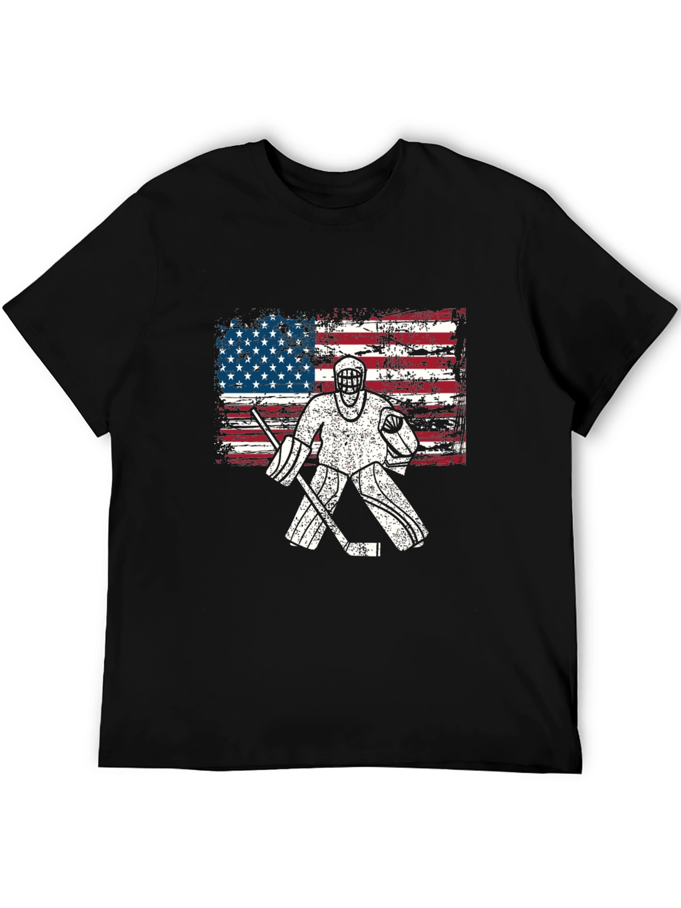 Black USA Hockey Goalie T-Shirt - Patriotic American Flag Design view 5